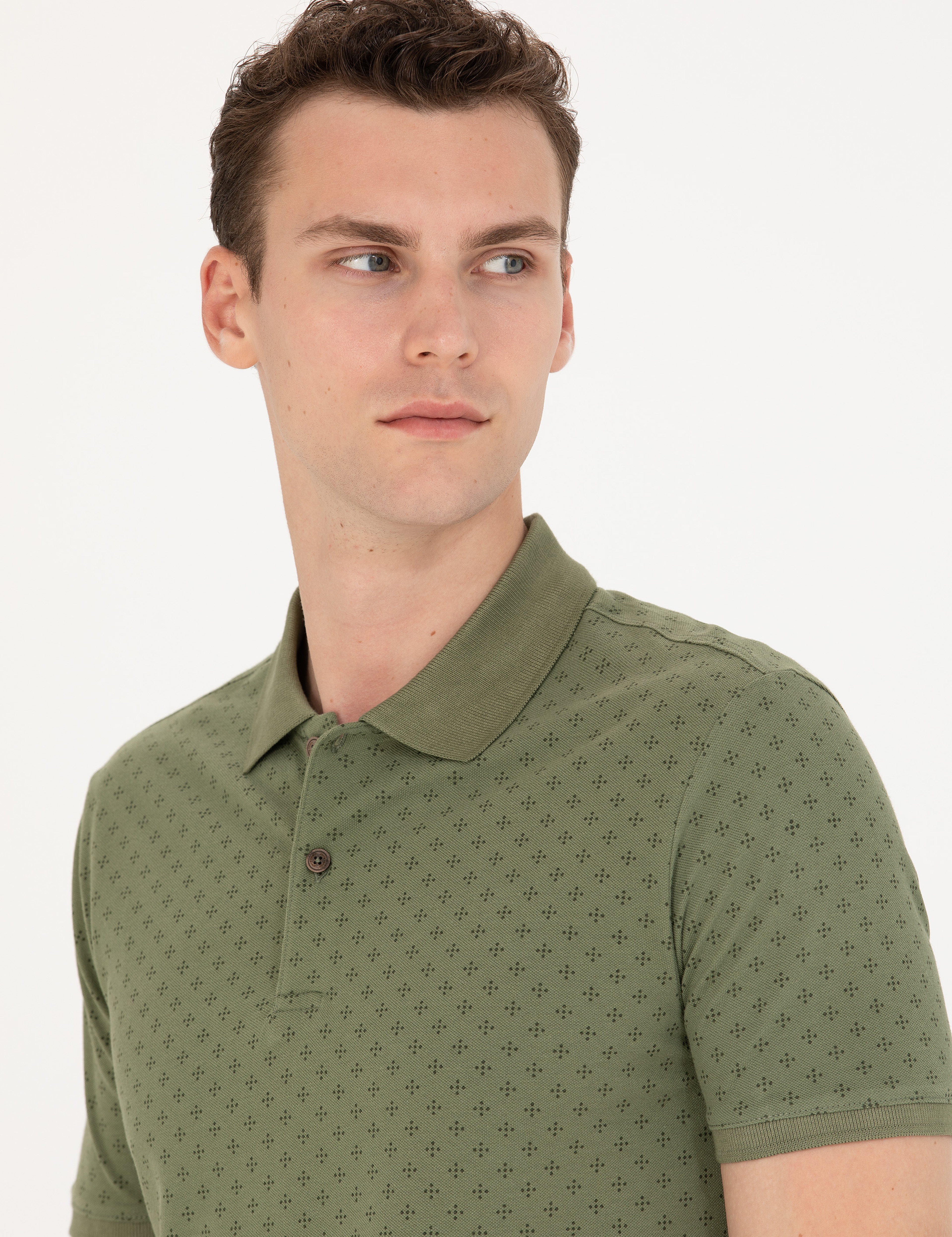Haki Slim Fit Polo Yaka Tişört - Image 3