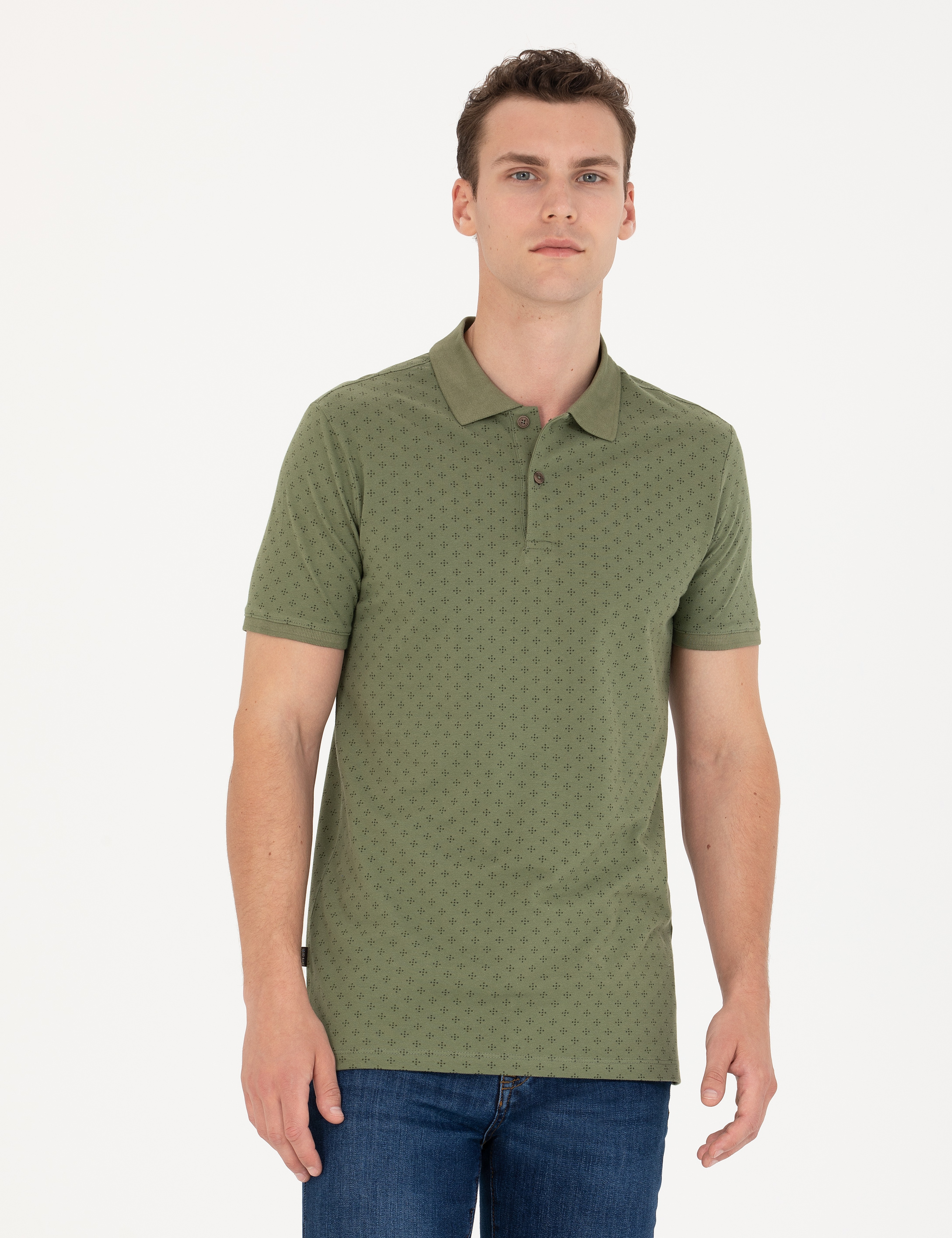 Haki Slim Fit Polo Yaka Tişört - Image 2