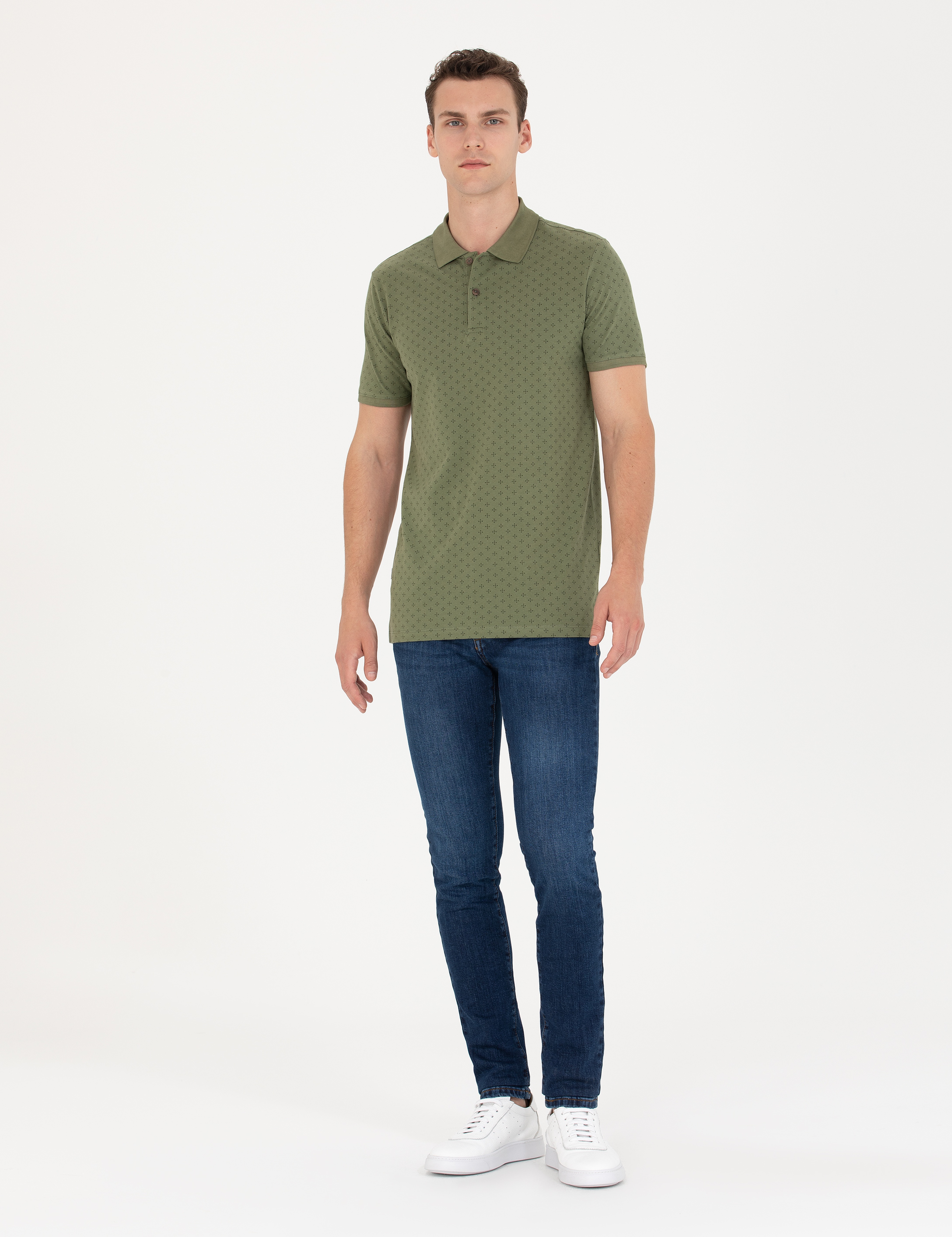 Haki Slim Fit Polo Yaka Tişört - Image 4