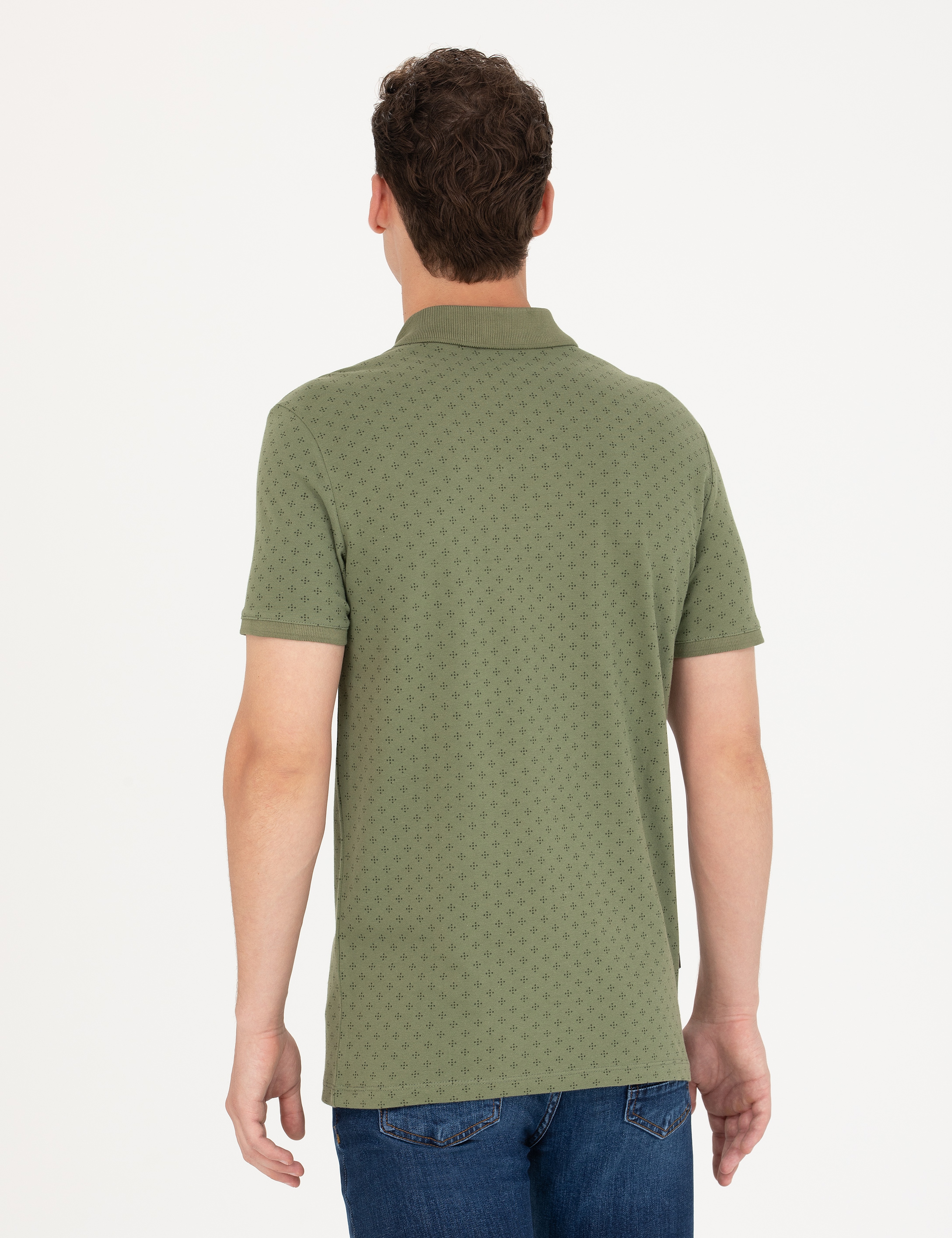 Haki Slim Fit Polo Yaka Tişört - Image 5