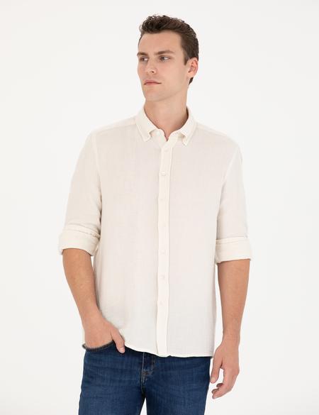 Ekru Regular Fit Uzun Kollu Gömlek - 50272203010