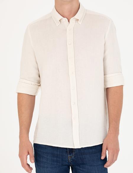 Ekru Regular Fit Uzun Kollu Gömlek - 50272203010