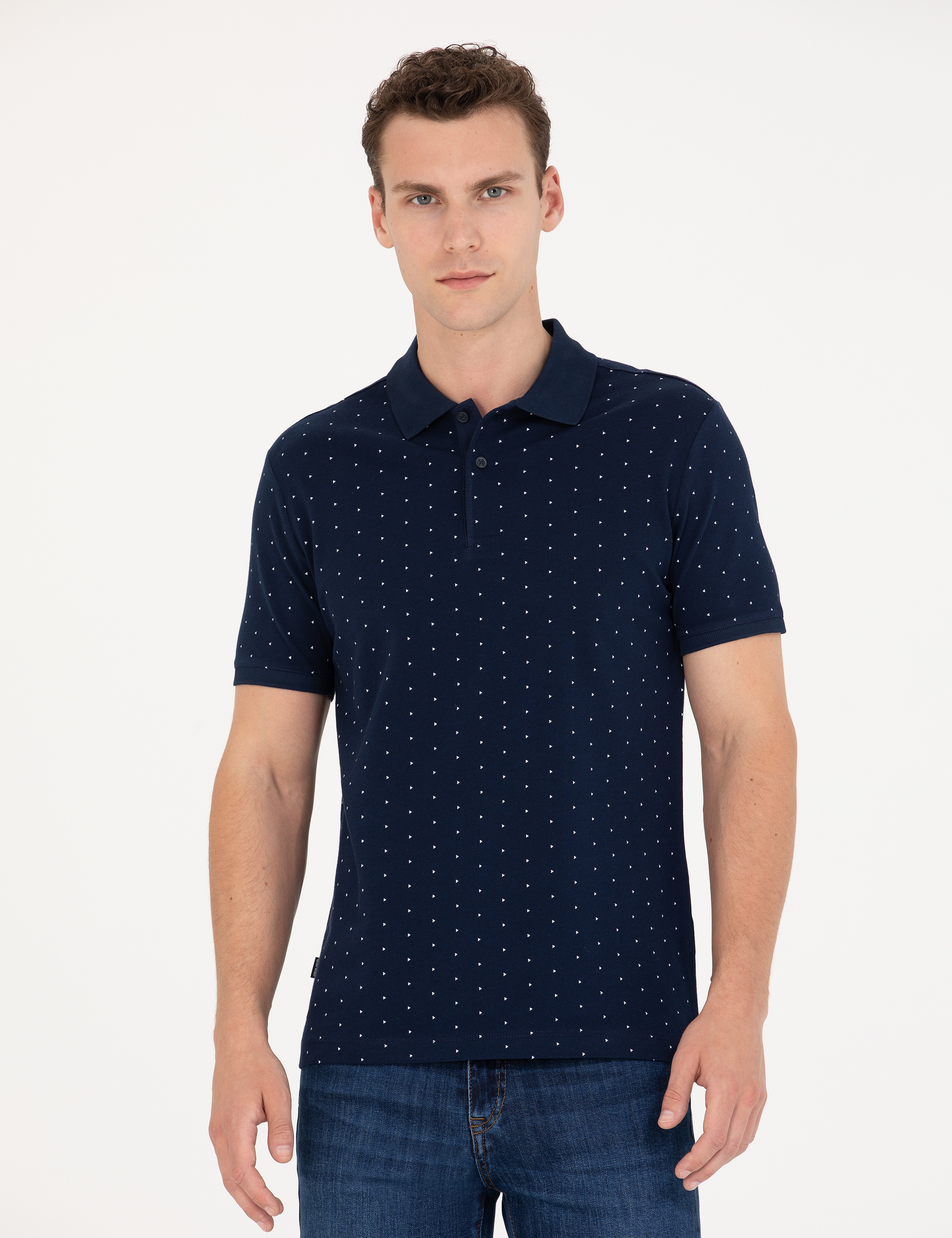 Lacivert Slim Fit Polo Yaka Tişört - Image 3