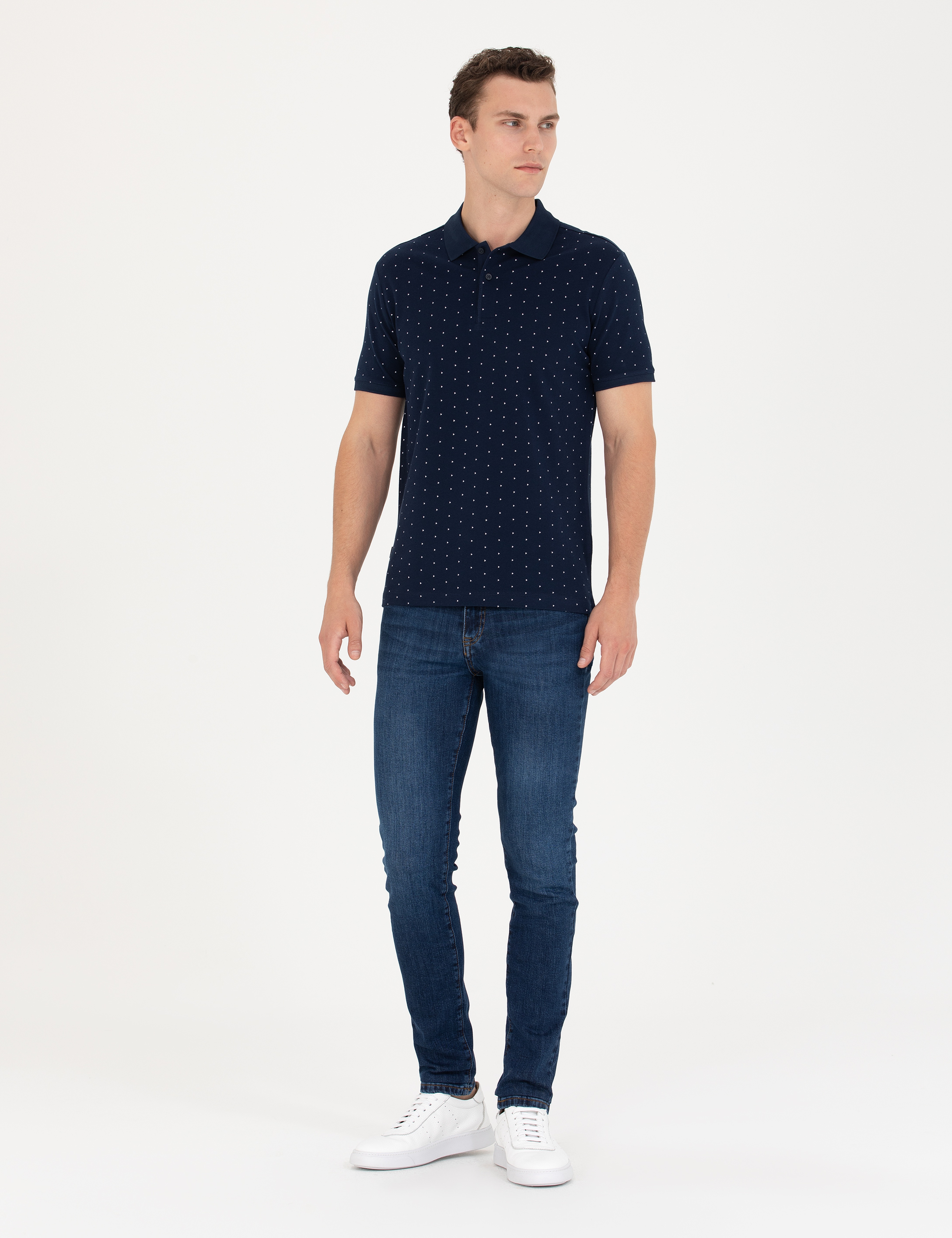 Lacivert Slim Fit Polo Yaka Tişört - Image 4