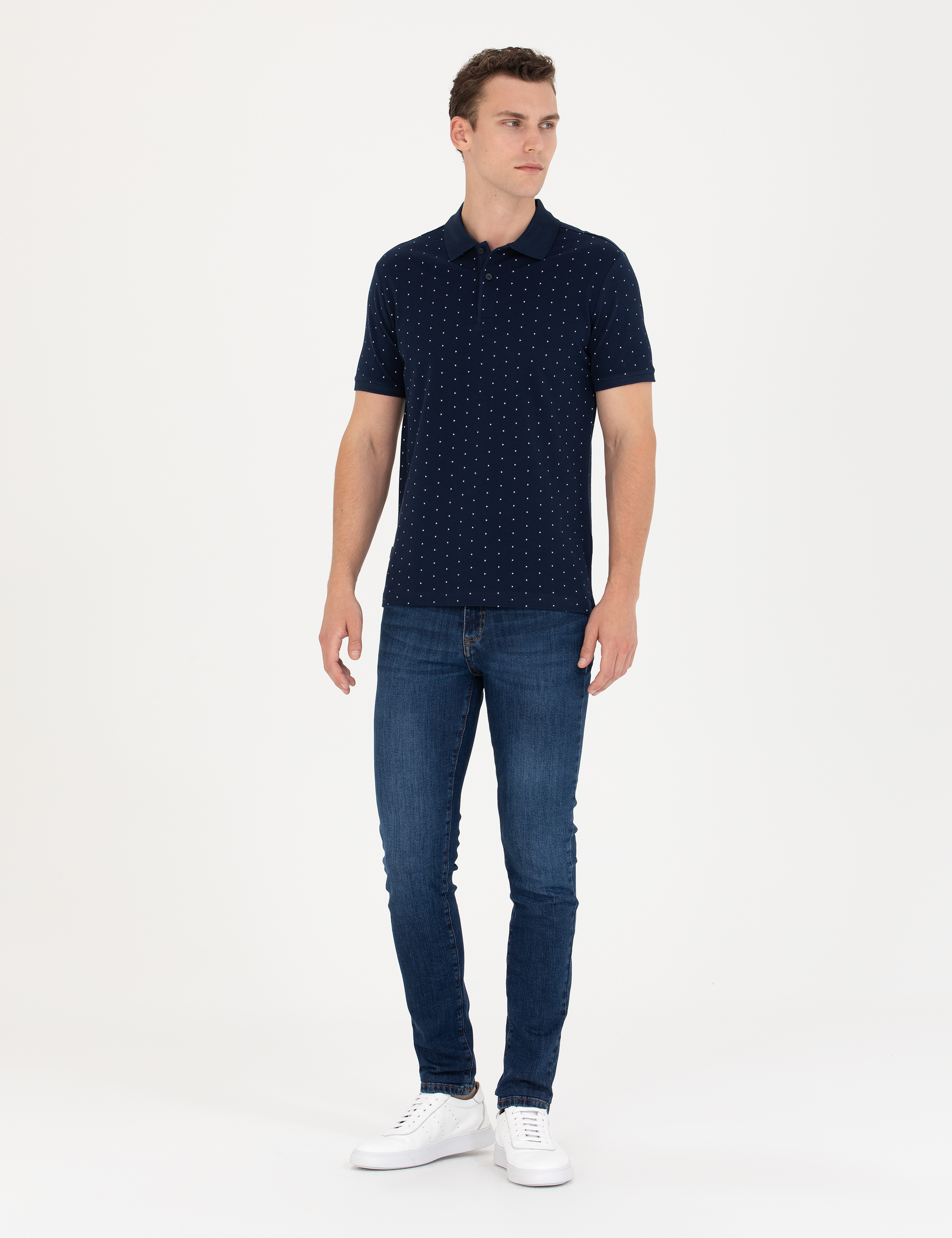 Lacivert Slim Fit Polo Yaka Tişört