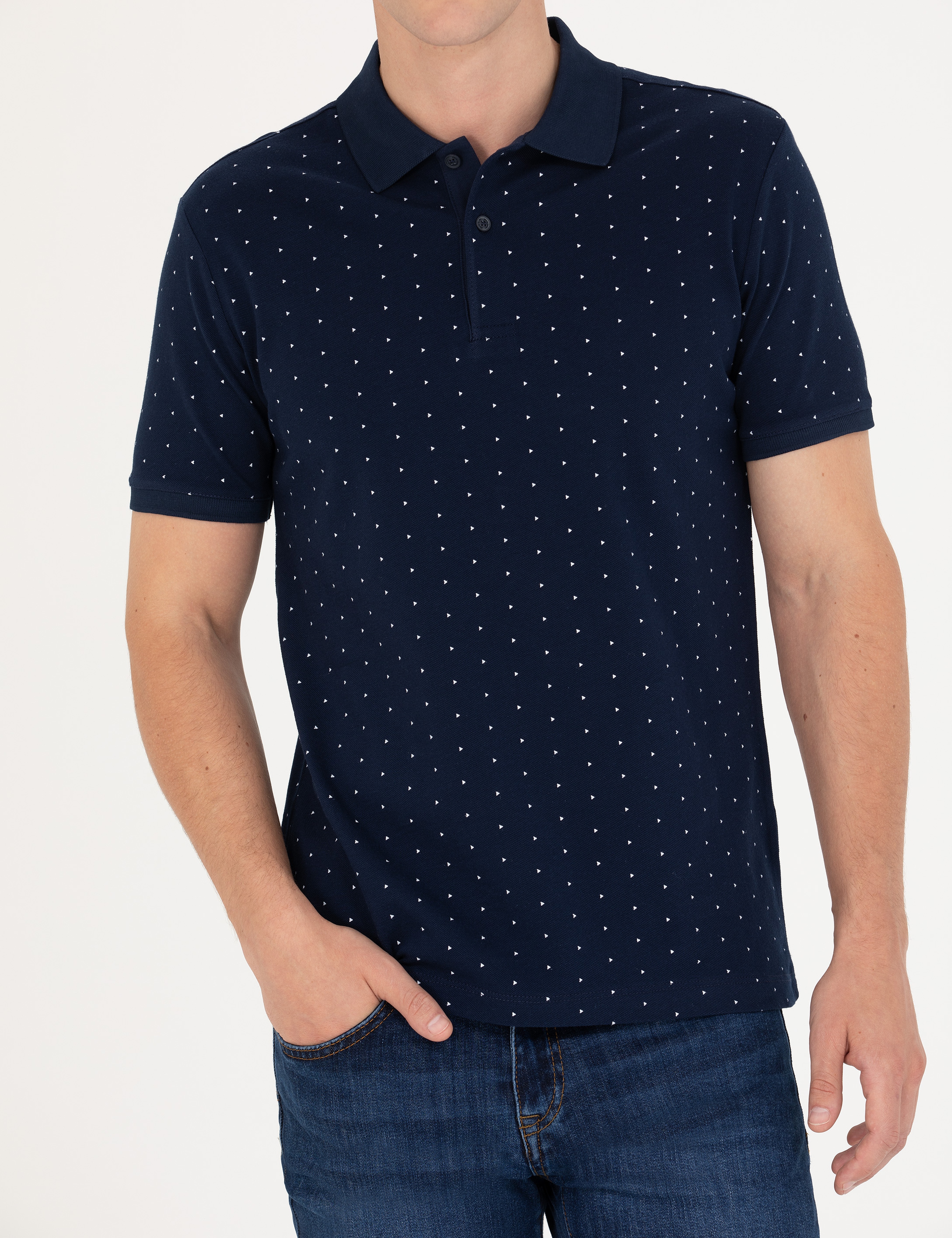 Lacivert Slim Fit Polo Yaka Tişört - Image 6
