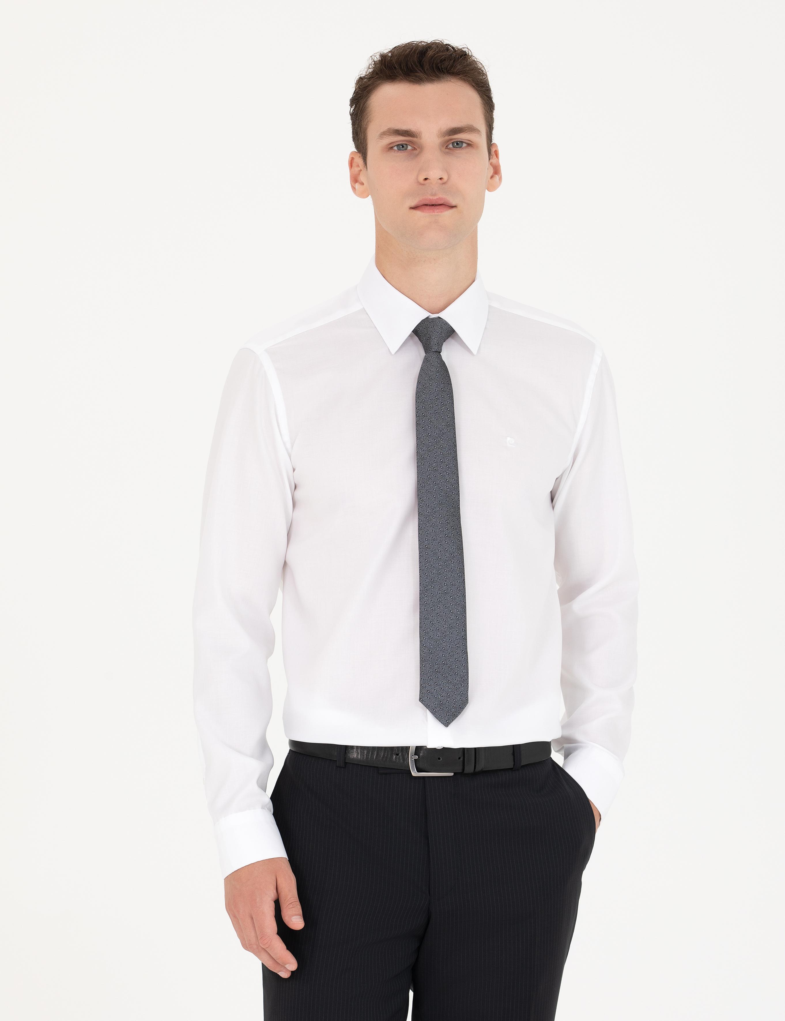 Beyaz Slim Fit Uzun Kollu Klasik Gömlek