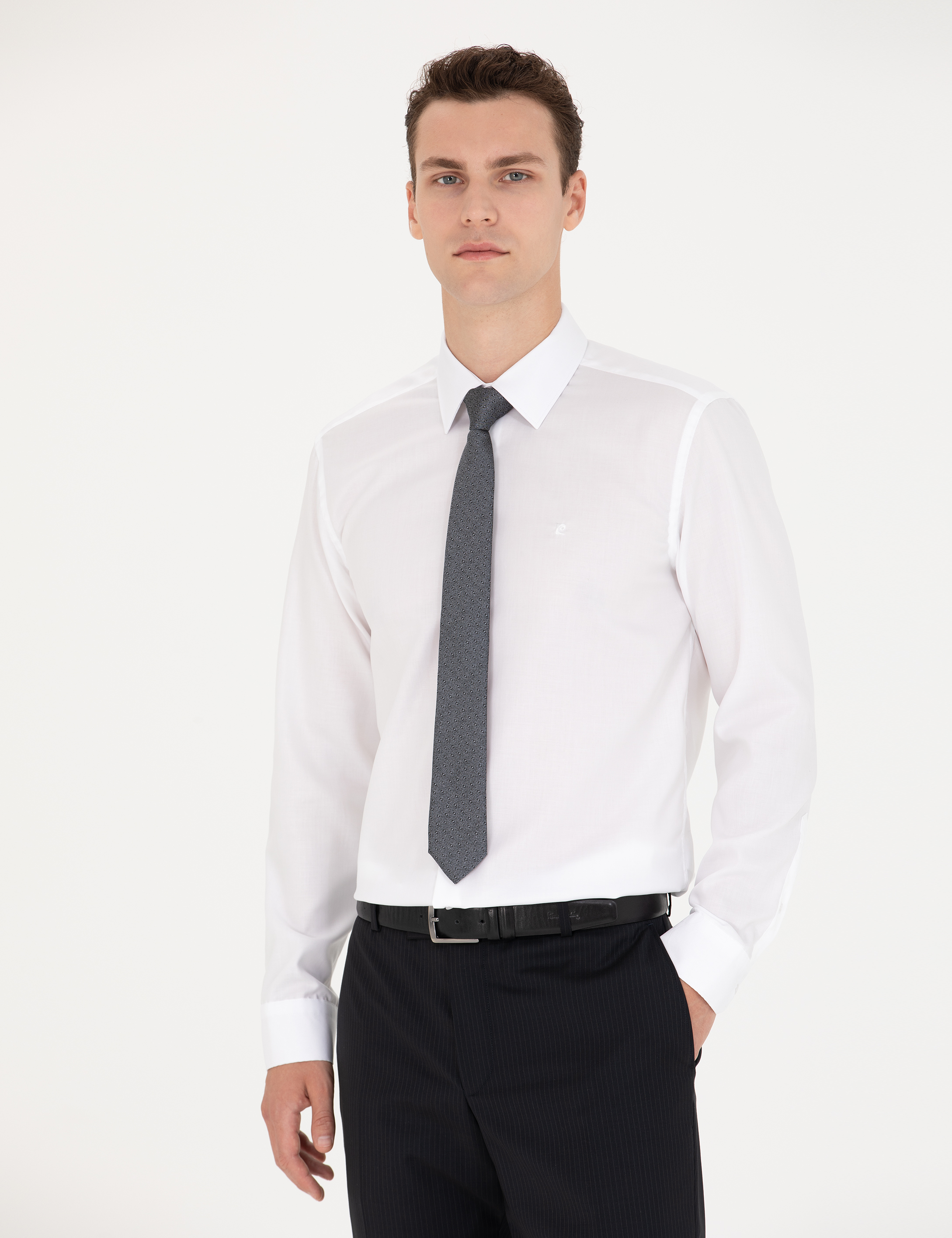 Beyaz Slim Fit Uzun Kollu Klasik Gömlek - Image 3