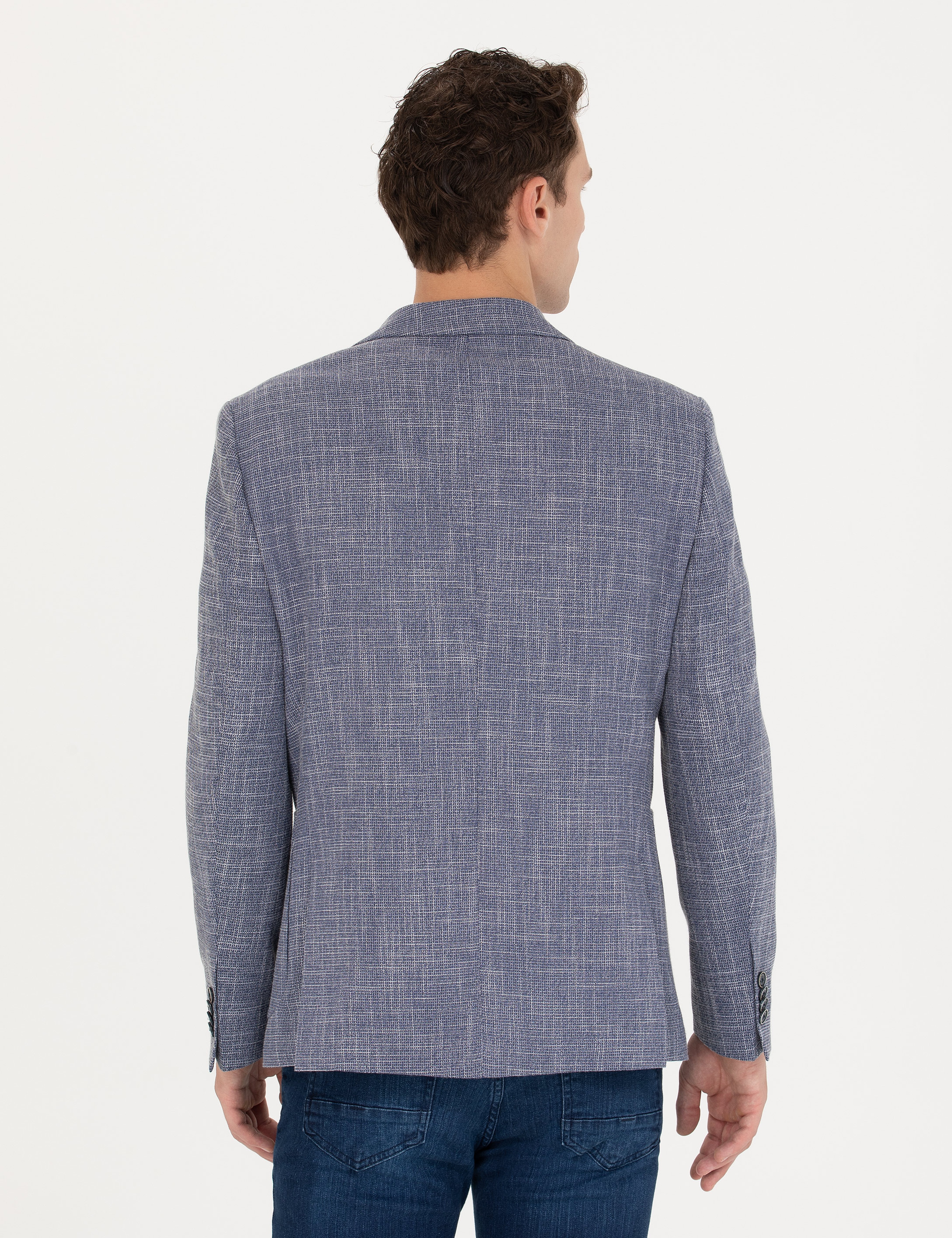 Koyu Mavi Ekstra Slim Fit Blazer Spor Ceket