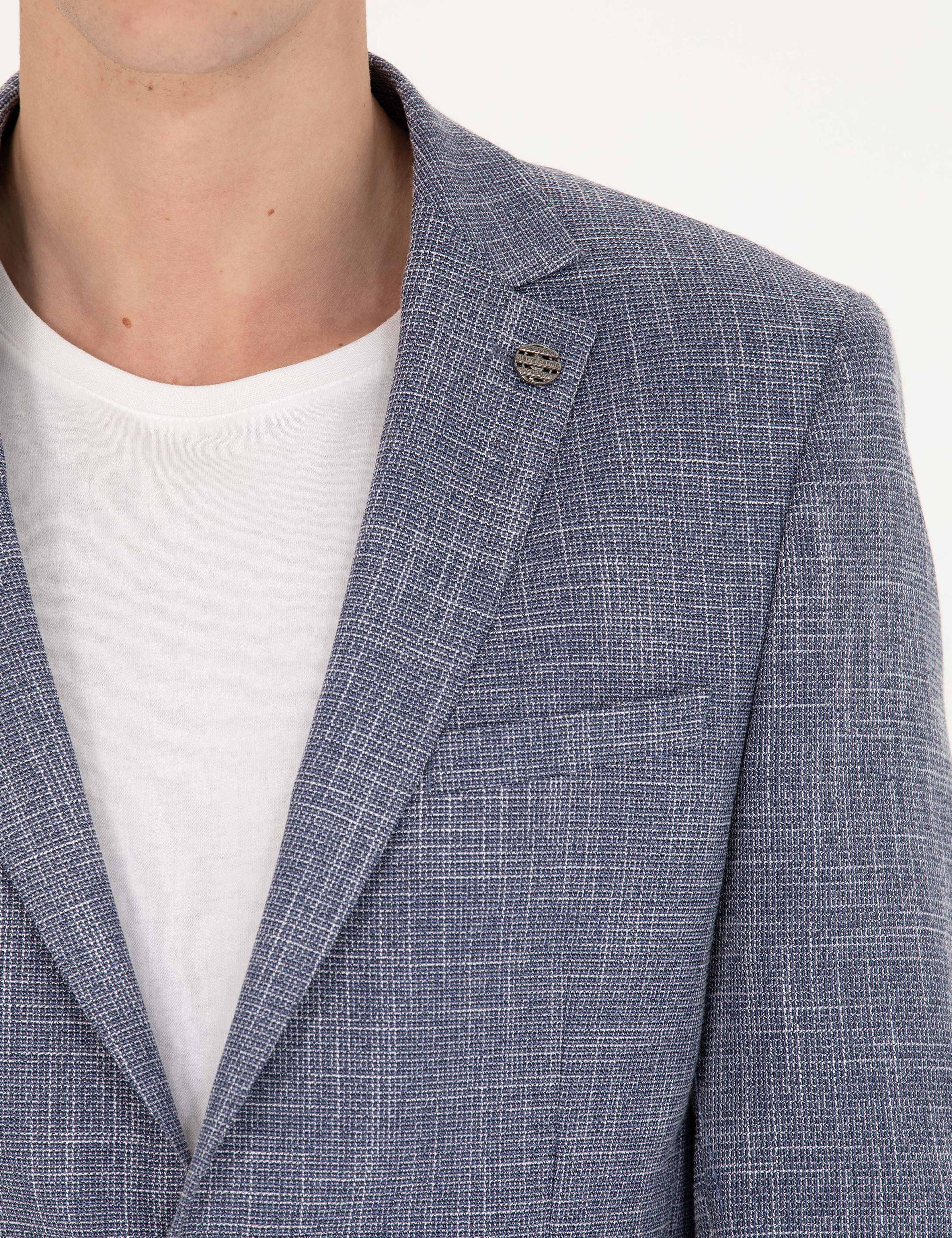 Koyu Mavi Ekstra Slim Fit Blazer Spor Ceket - Image 7