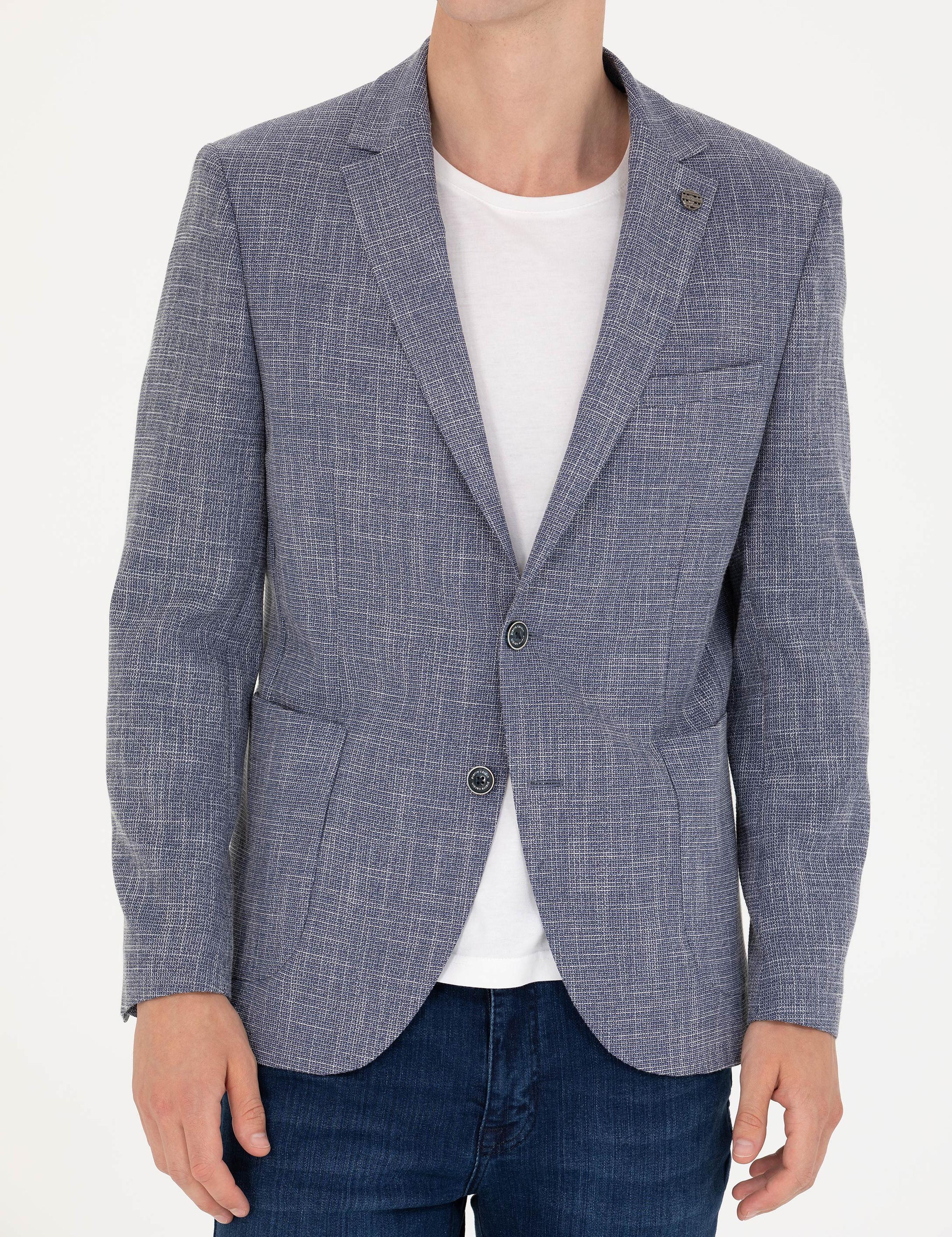 Koyu Mavi Ekstra Slim Fit Blazer Spor Ceket