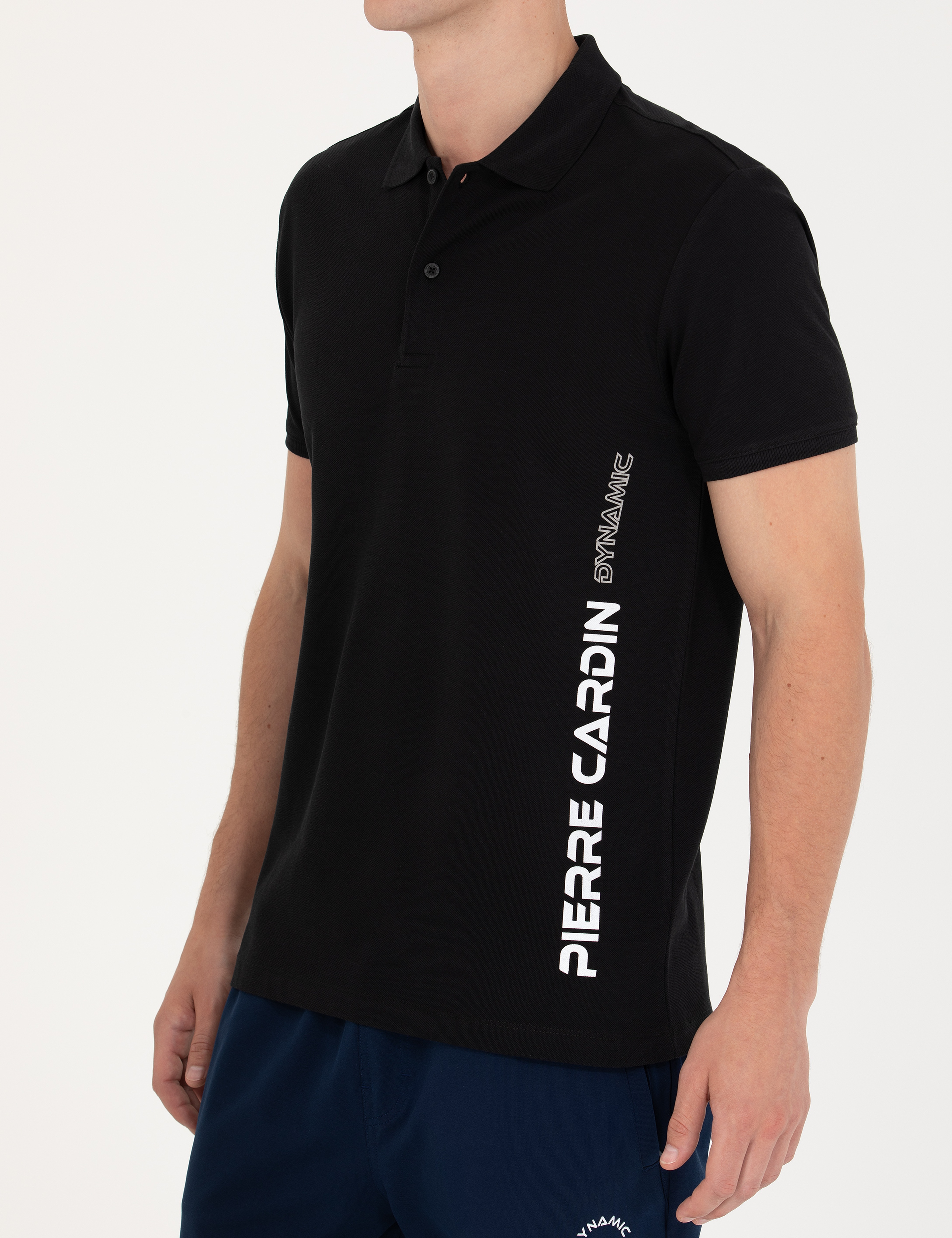 Siyah Slim Fit Polo Yaka Tişört - Image 6