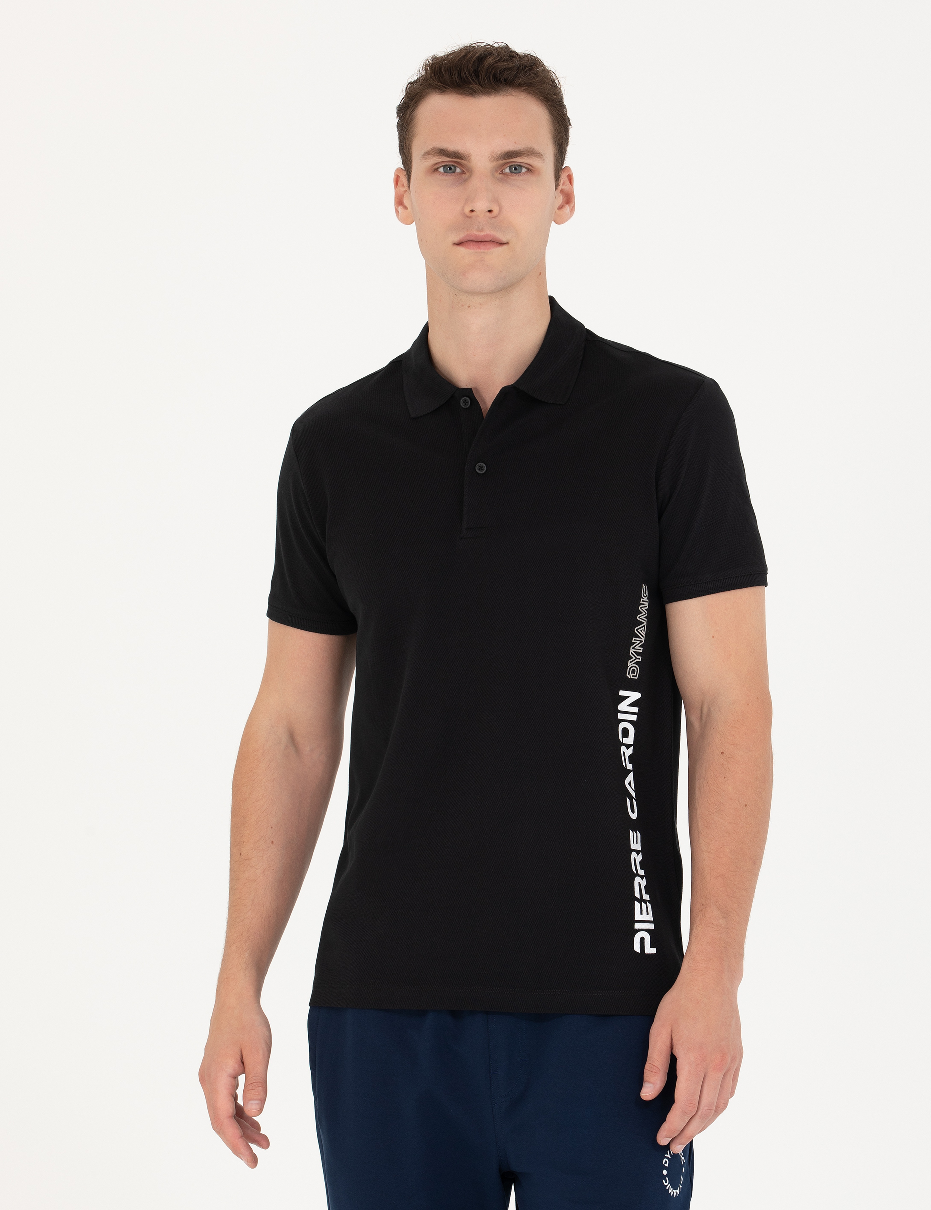 Siyah Slim Fit Polo Yaka Tişört - Image 3