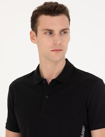 Siyah Slim Fit Polo Yaka Tişört - 50273571019