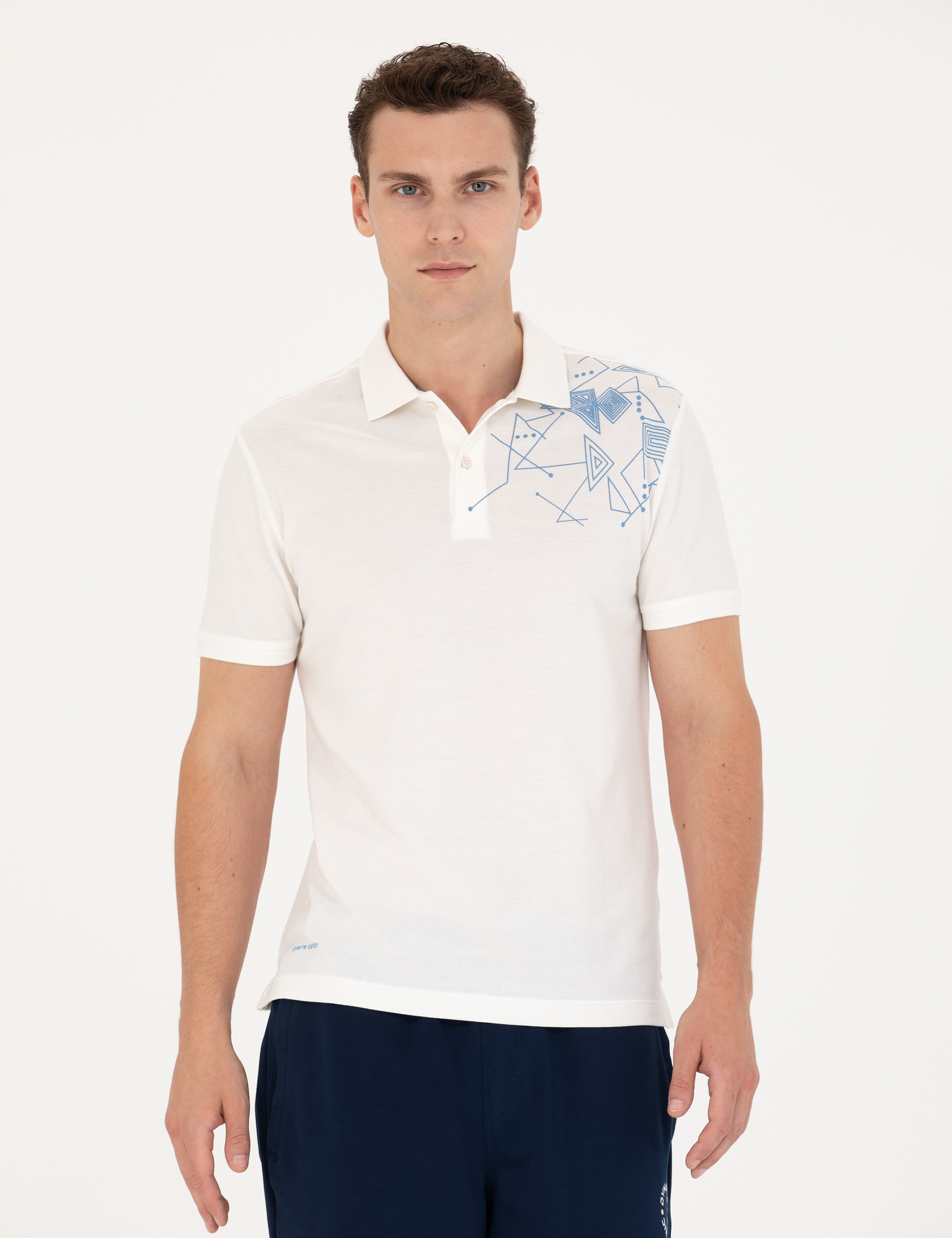 Ekru Slim Fit Polo Yaka Tişört - Image 3