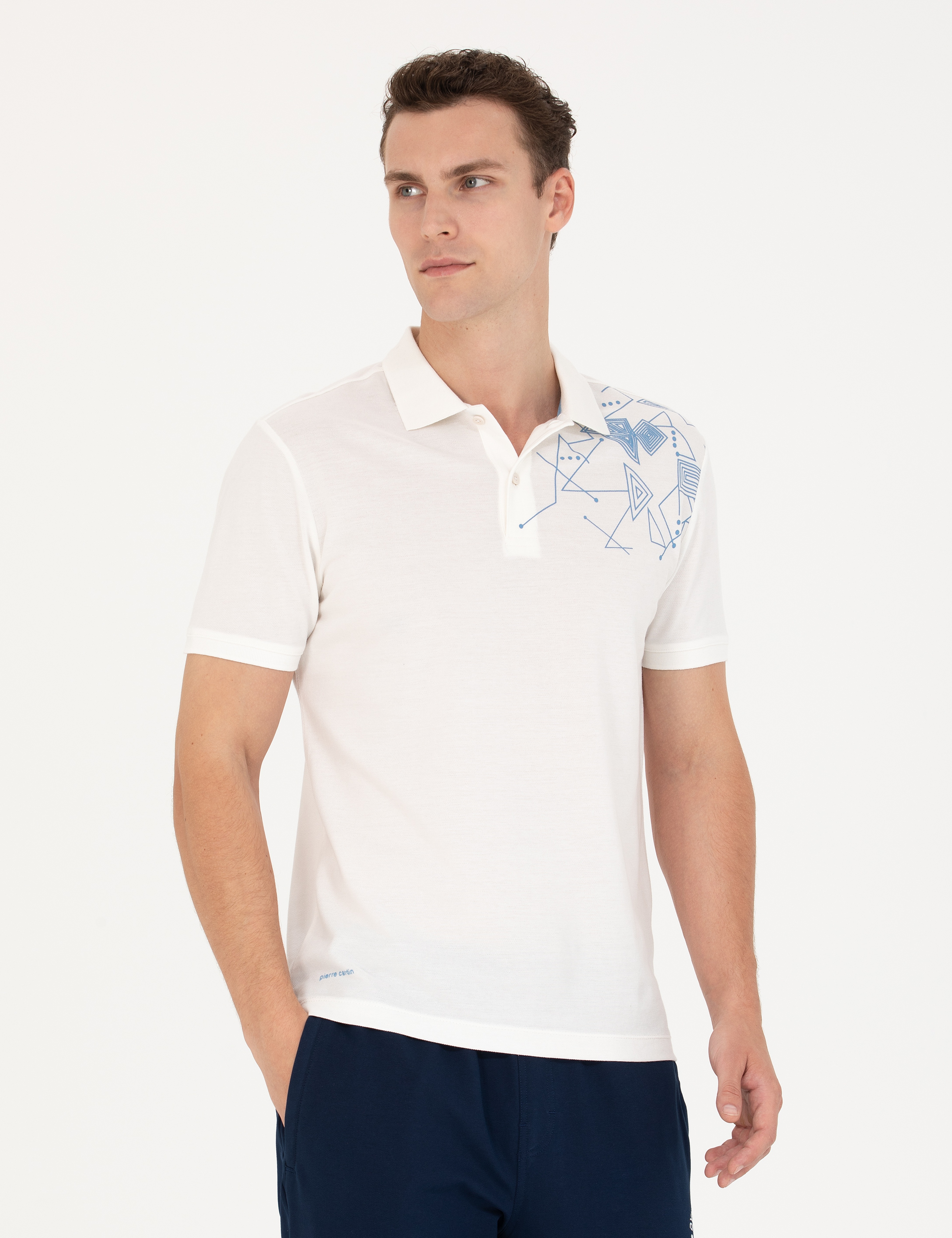 Ekru Slim Fit Polo Yaka Tişört