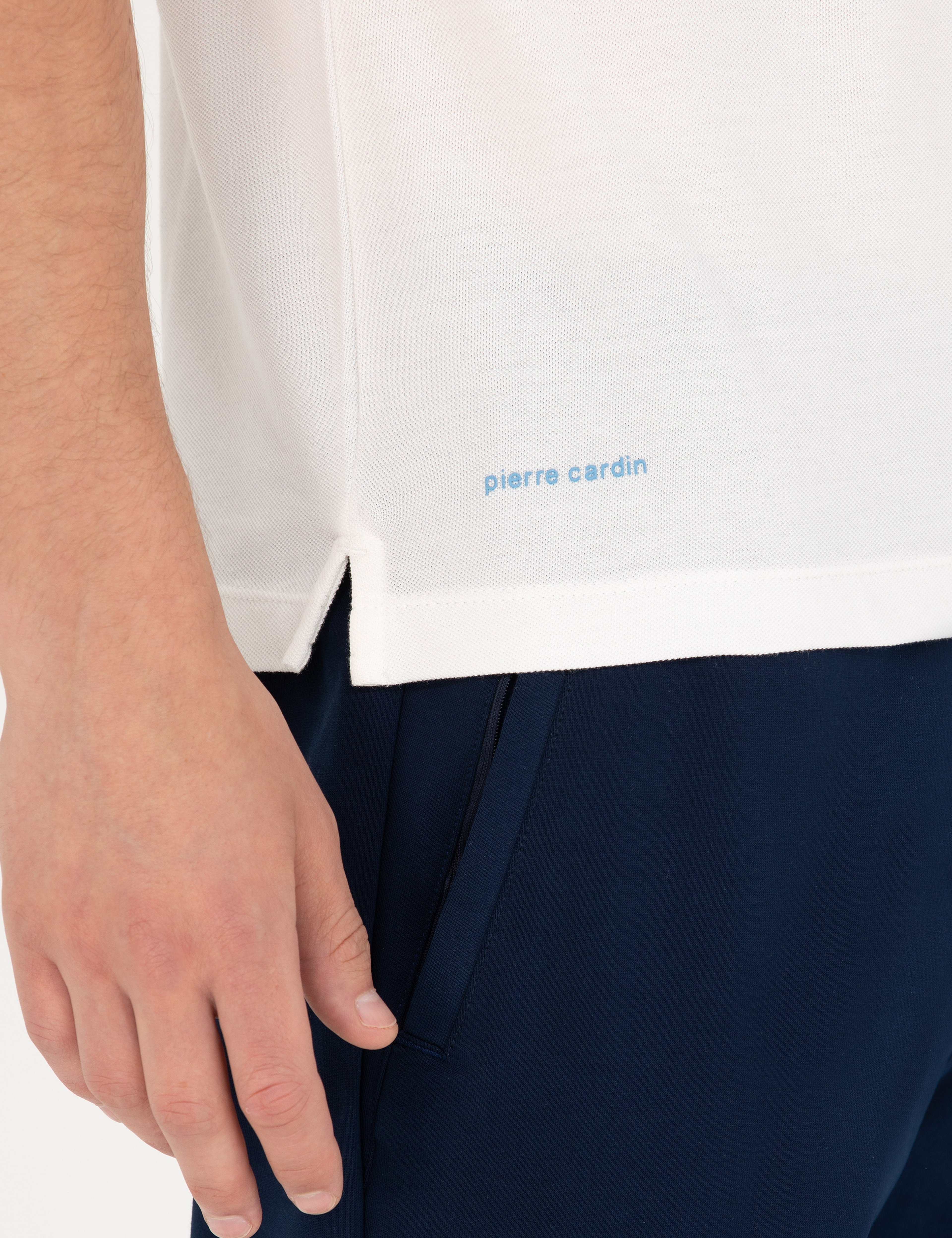 Ekru Slim Fit Polo Yaka Tişört - Image 7
