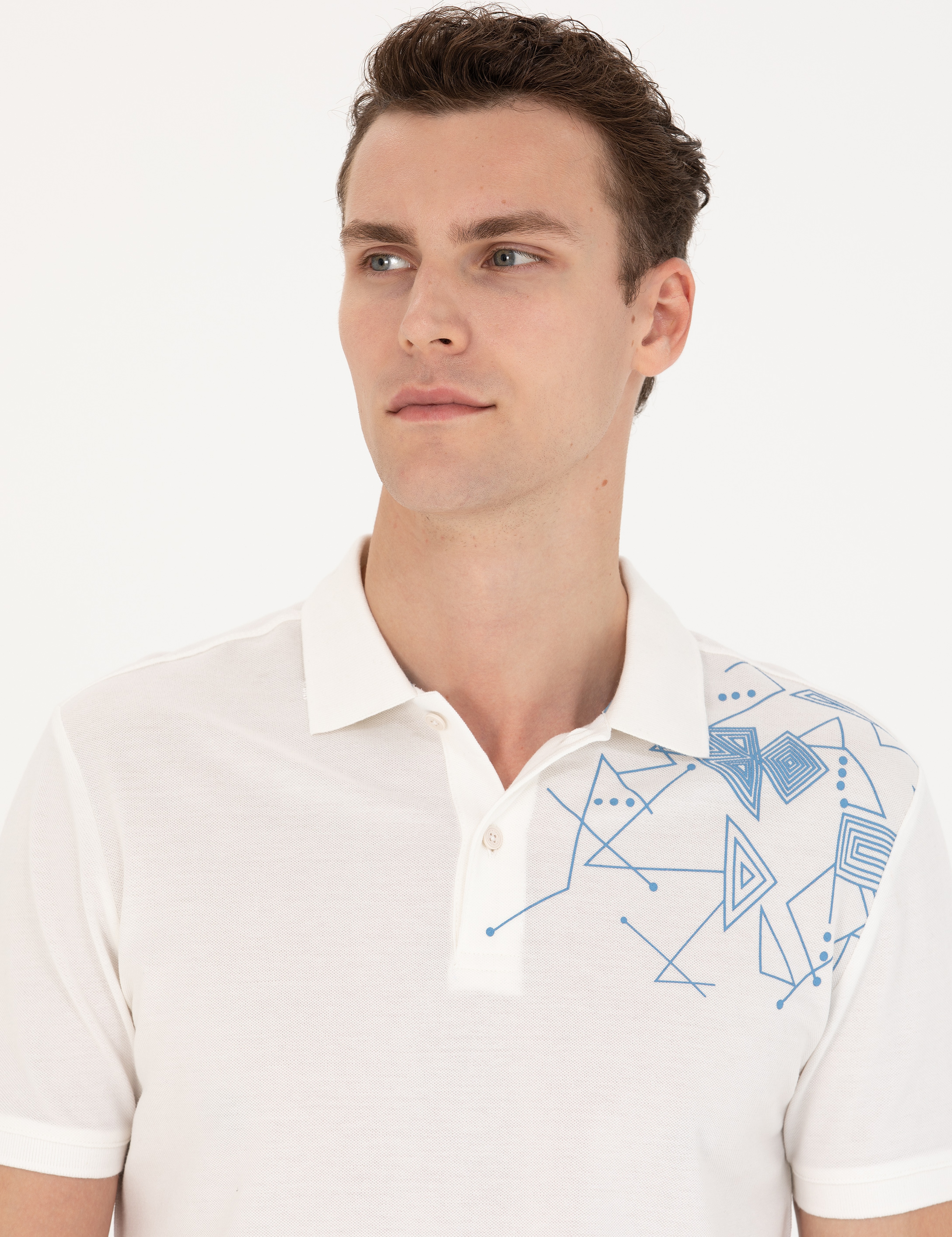 Ekru Slim Fit Polo Yaka Tişört - Image 2