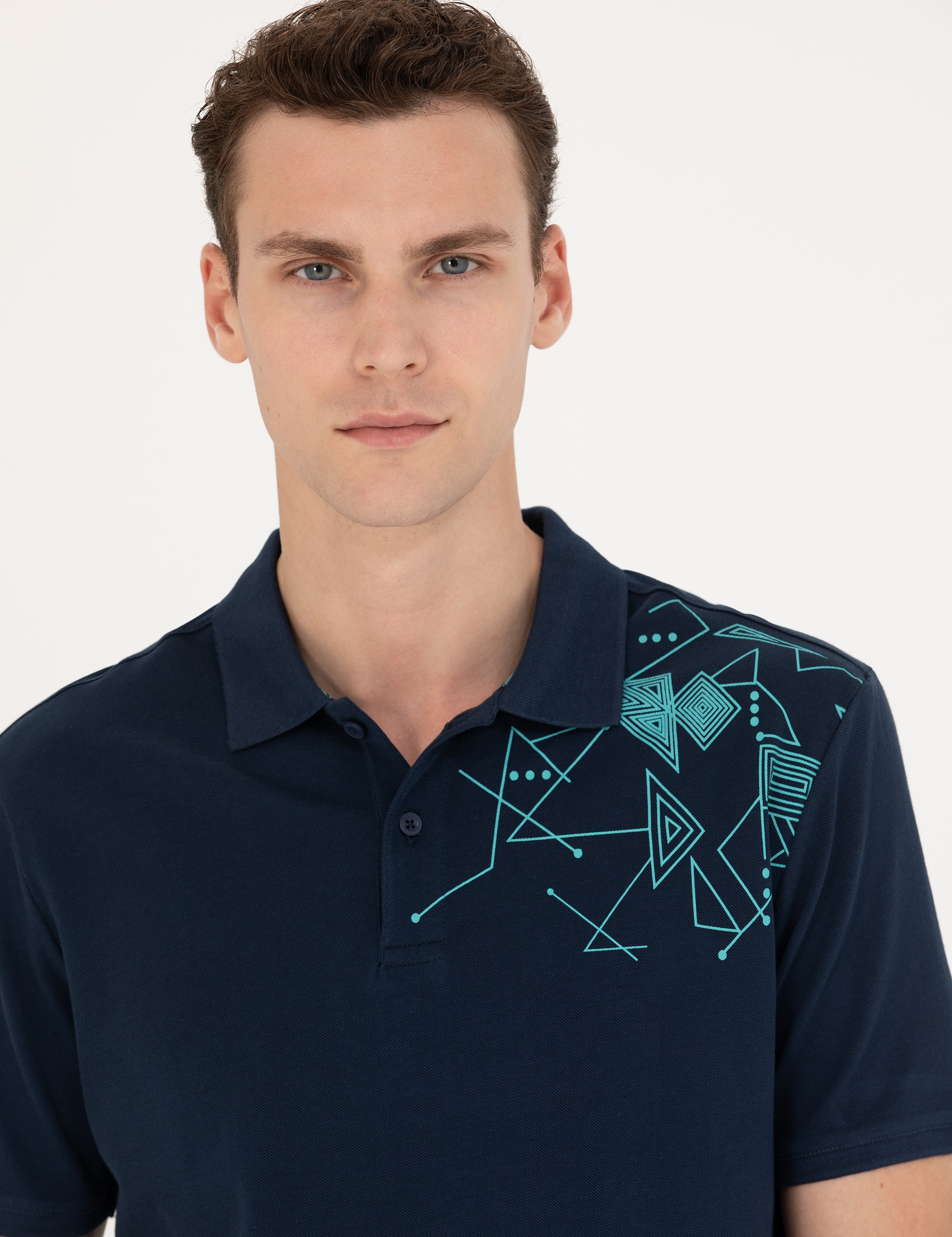 Lacivert Slim Fit Polo Yaka Tişört - Image 2