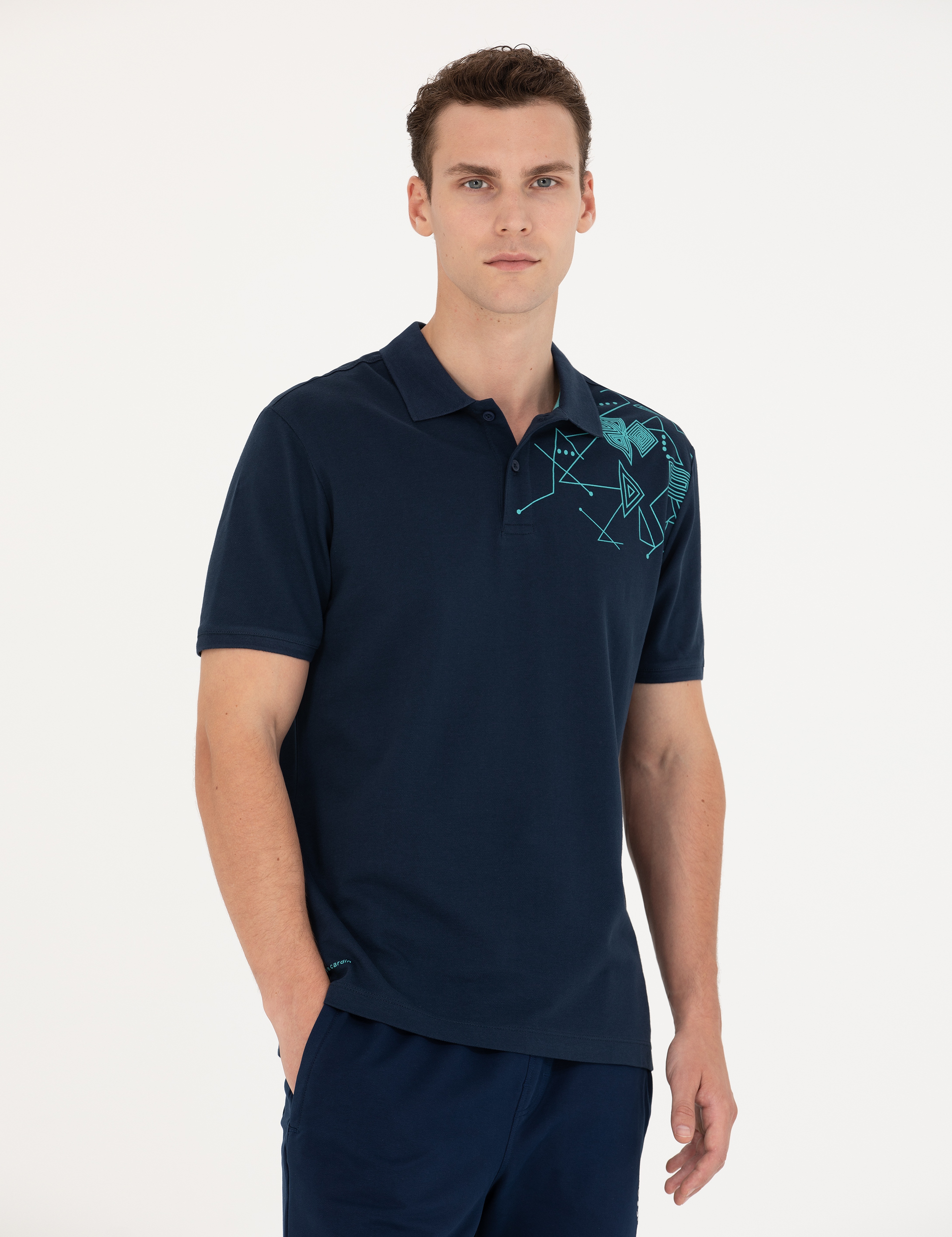 Lacivert Slim Fit Polo Yaka Tişört - Image 1