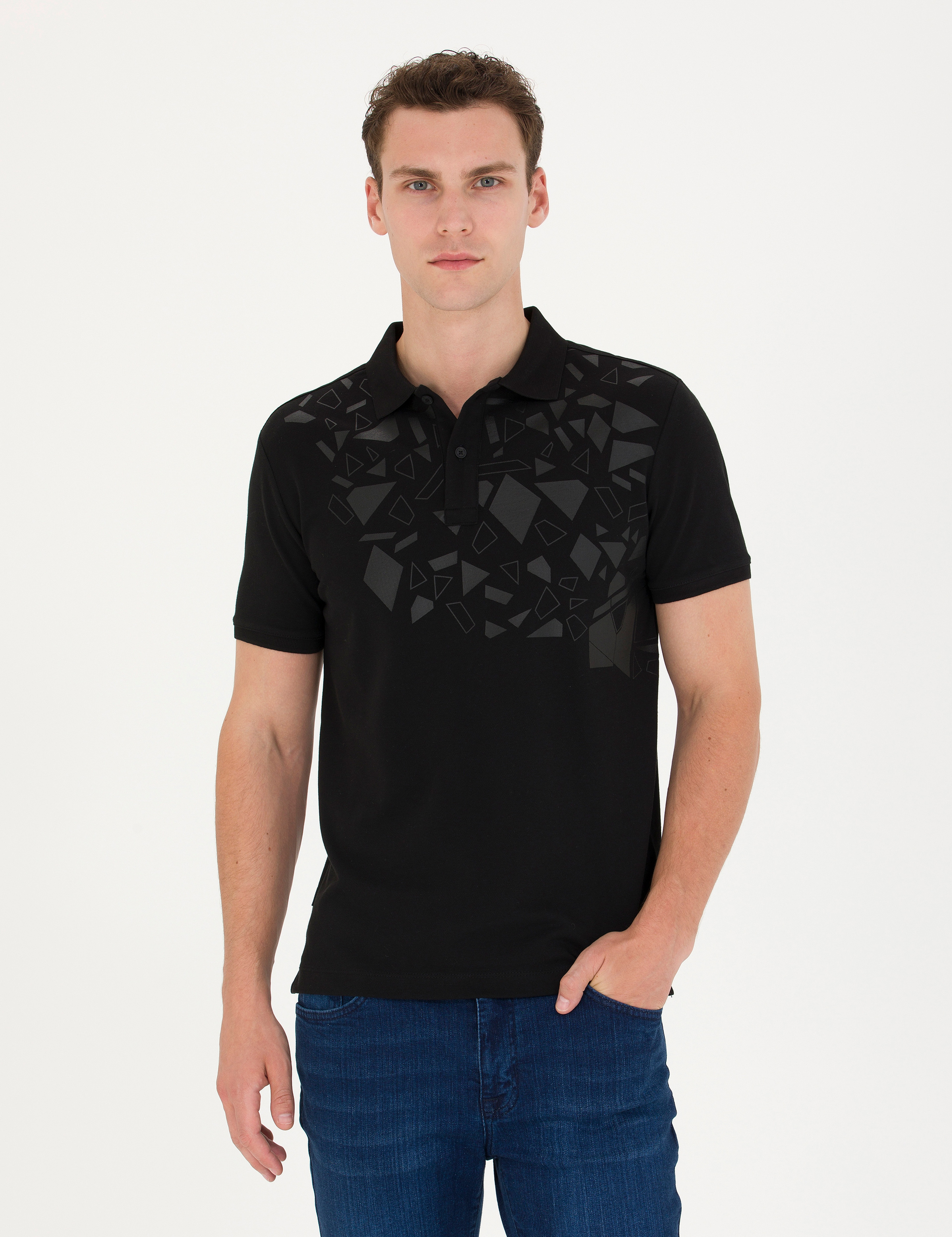 Siyah Slim Fit Polo Yaka Tişört