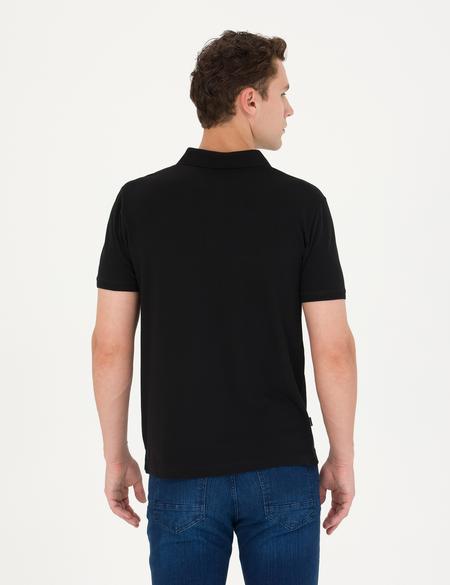 Siyah Slim Fit Polo Yaka Tişört - 50273573019