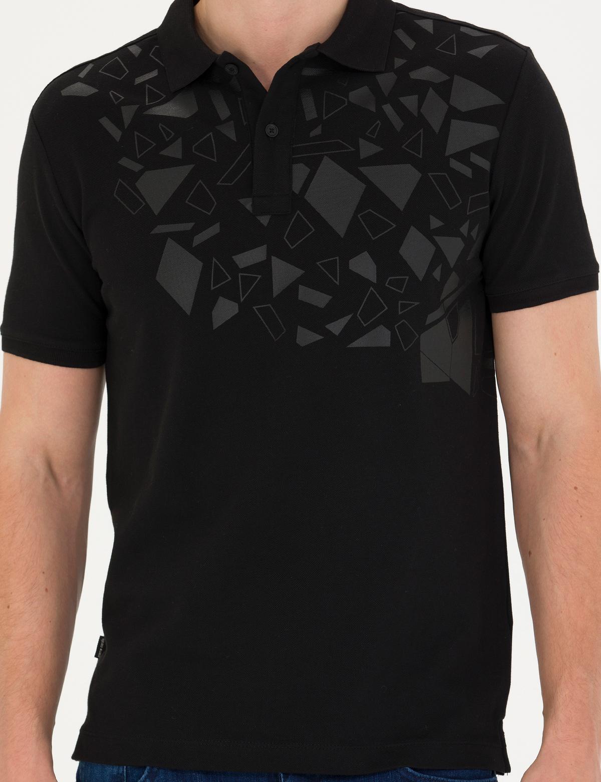 Siyah Slim Fit Polo Yaka Tişört - 50273573019