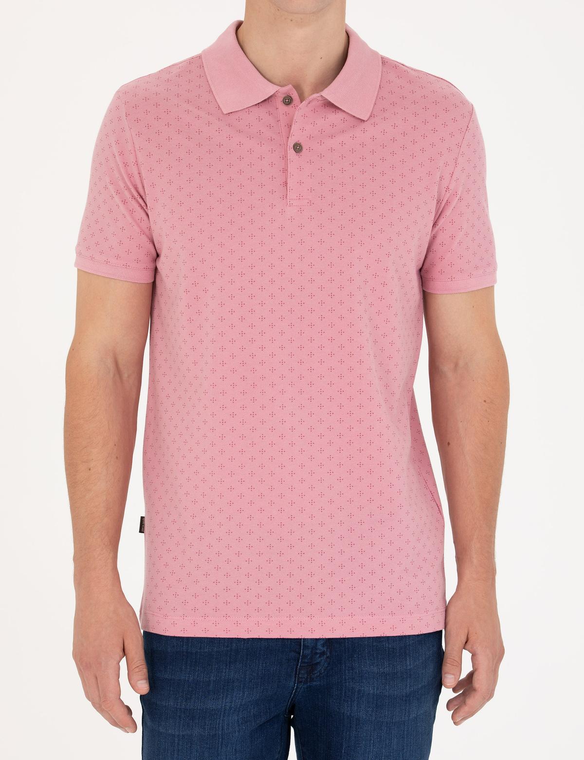 Pembe Slim Fit Polo Yaka Tişört - 50273574026
