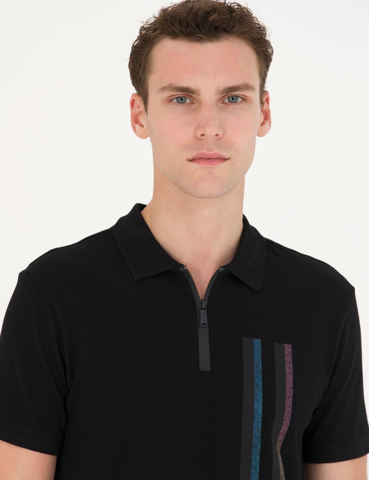 Siyah Slim Fit Tişört - 50264744038