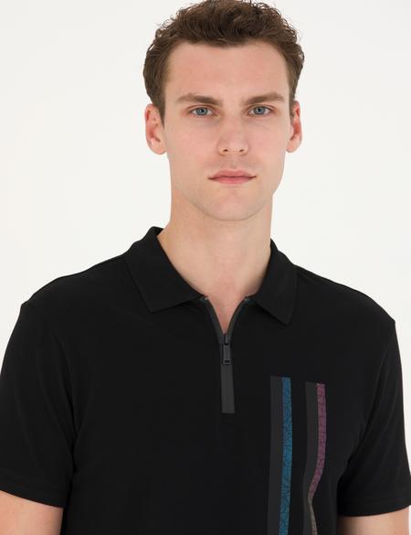 Siyah Slim Fit Tişört - 50264744038