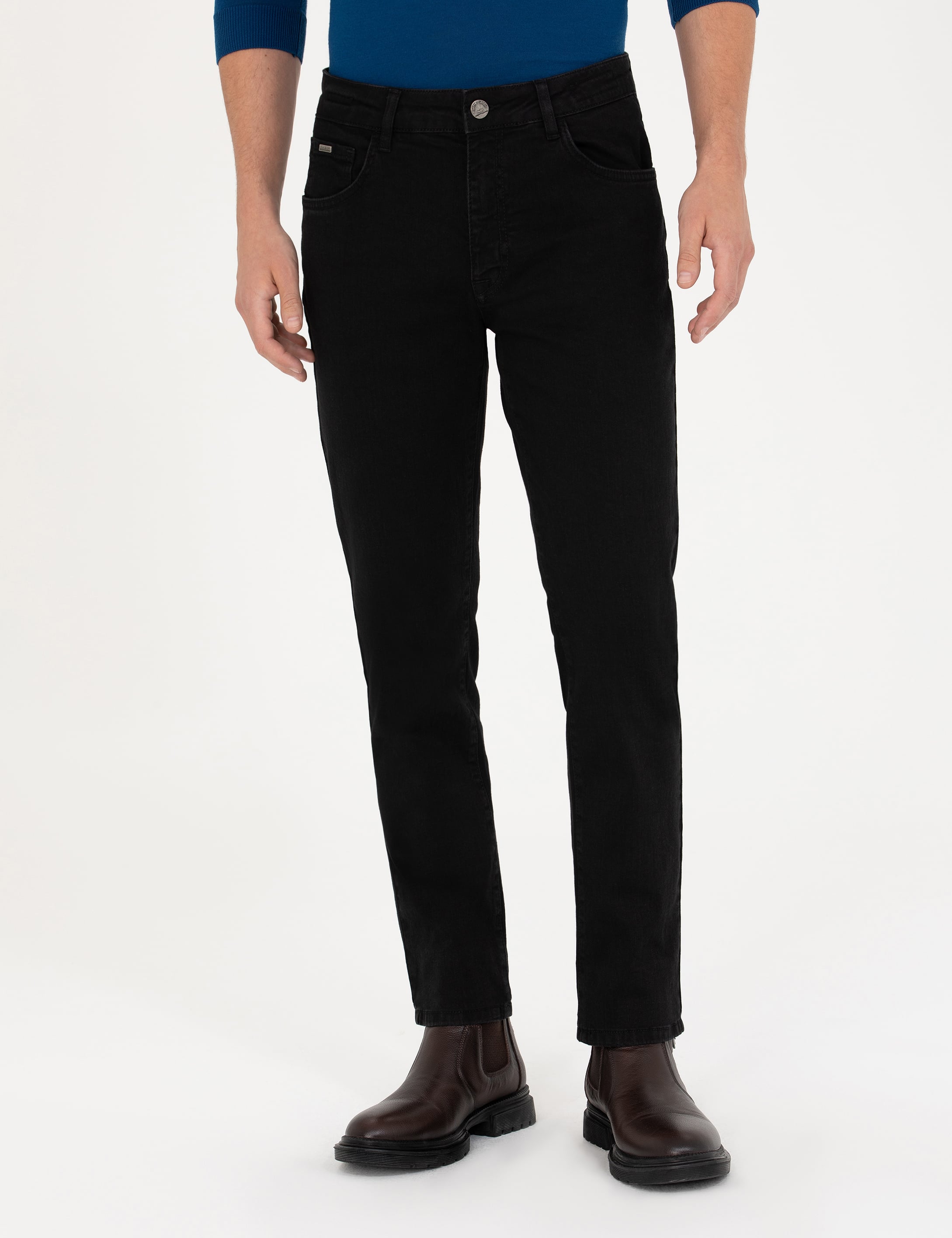 Siyah Straight Fit Jean Pantolon - Image 2