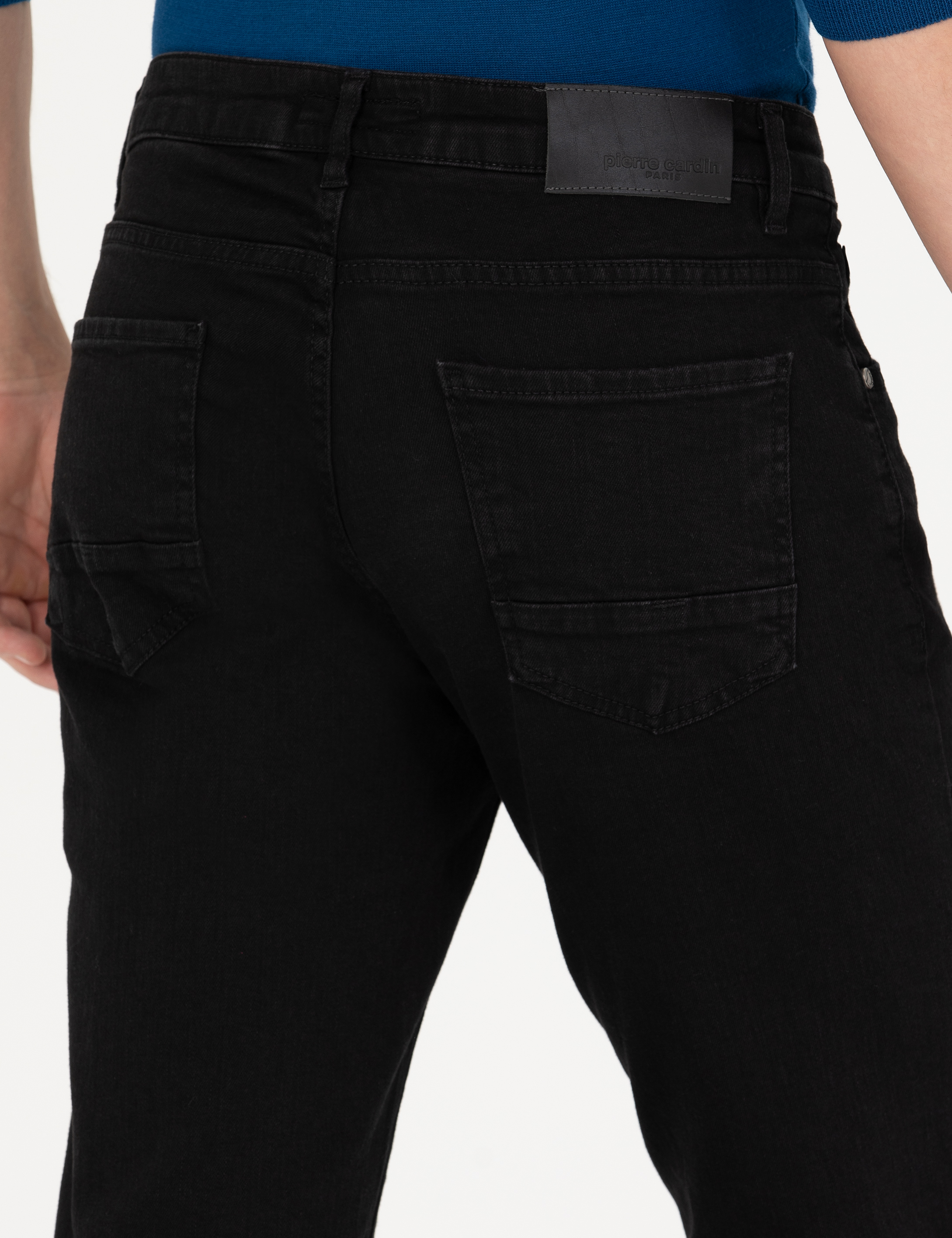 Siyah Straight Fit Jean Pantolon - Image 7
