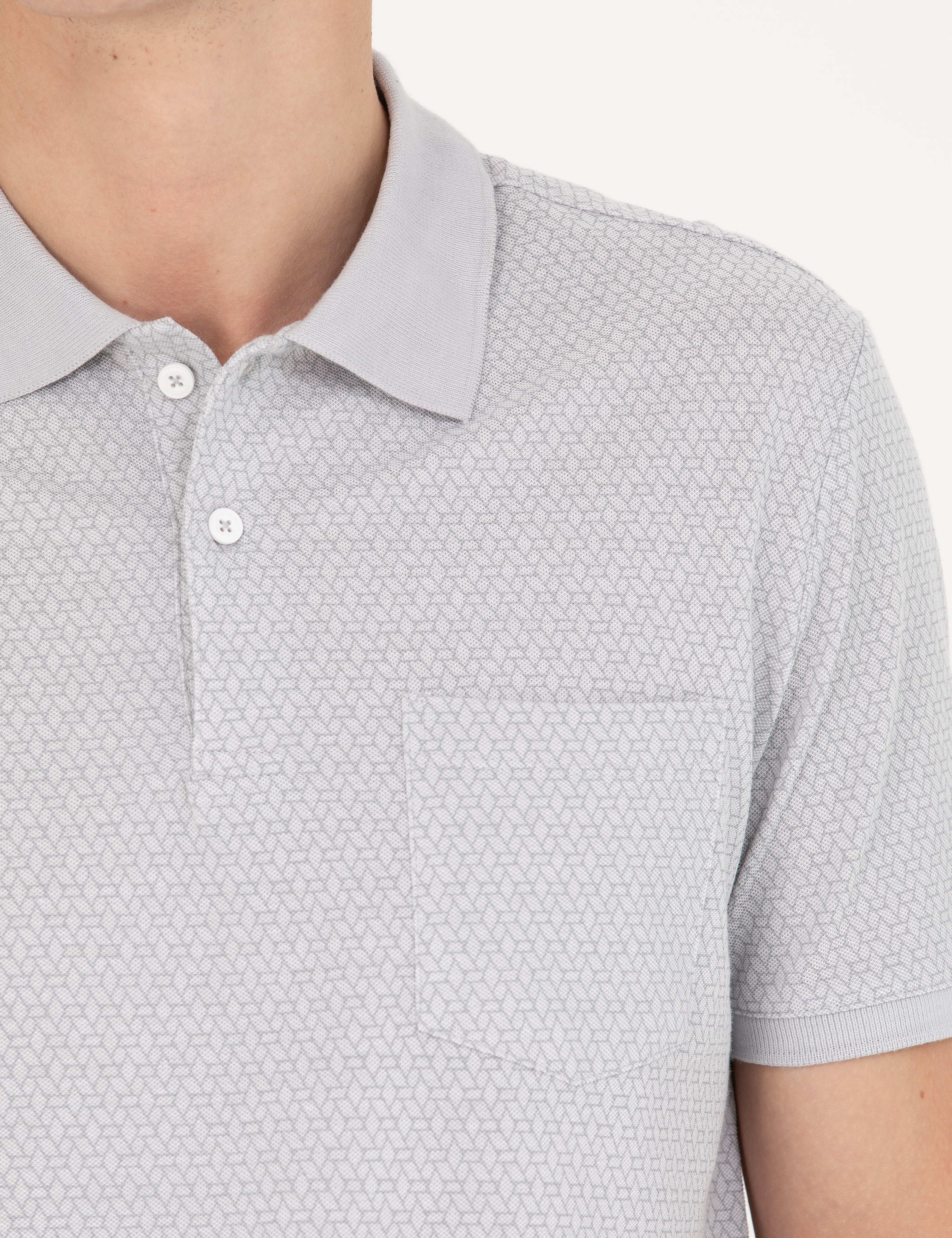 Gri Regular Fit Polo Yaka Tişört - Image 7