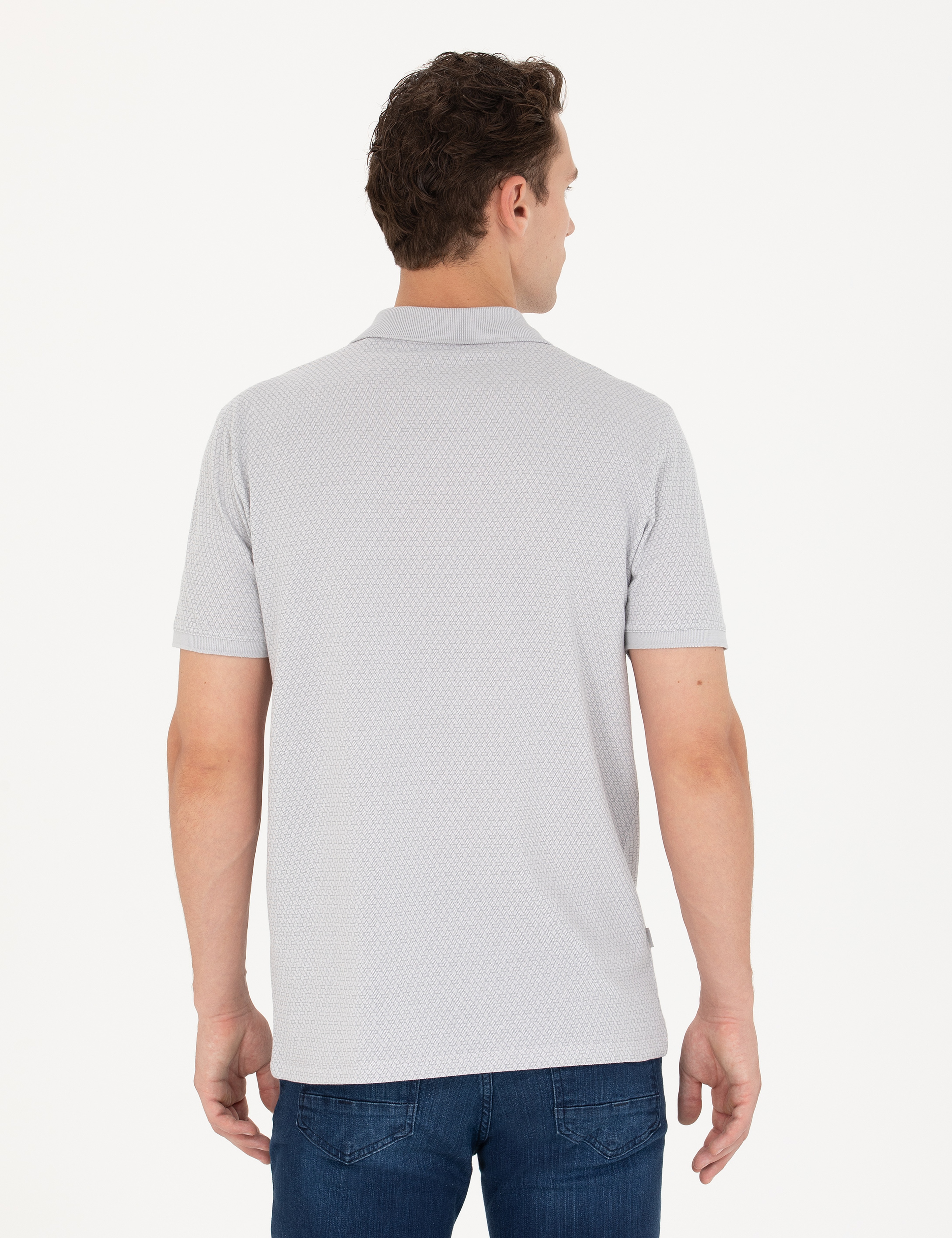 Gri Regular Fit Polo Yaka Tişört - Image 5