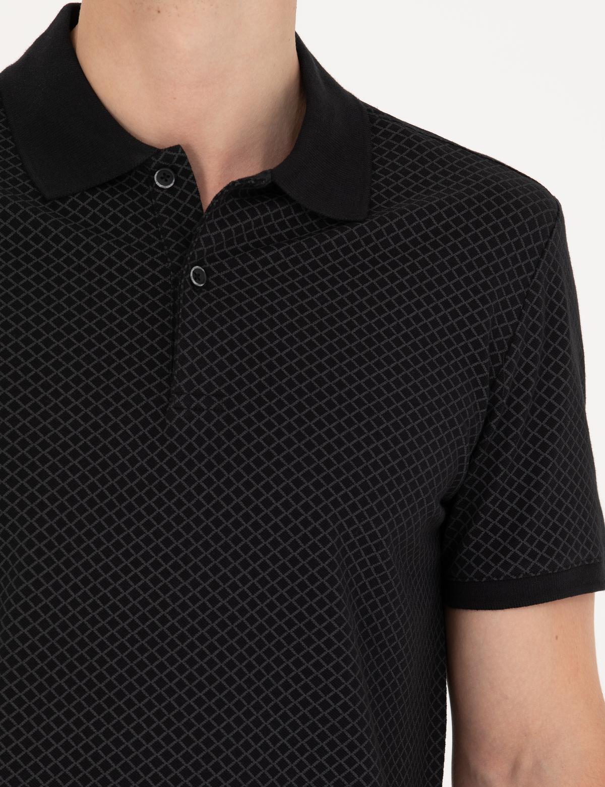 Siyah Slim Fit Polo Yaka Tişört - 50275773014