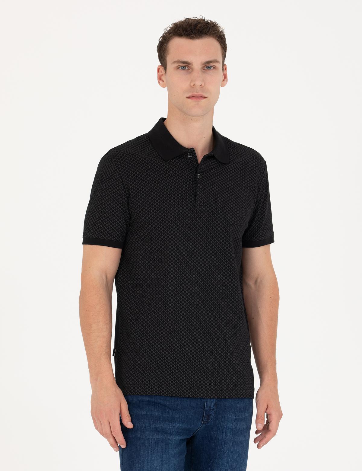 Siyah Slim Fit Polo Yaka Tişört - 50275773014