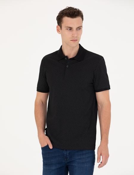 Siyah Slim Fit Polo Yaka Tişört - 50275773014
