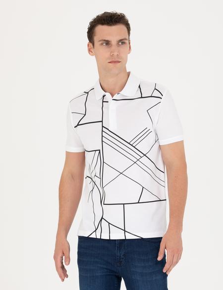 Beyaz Slim Fit Polo Yaka Tişört - 50273579008