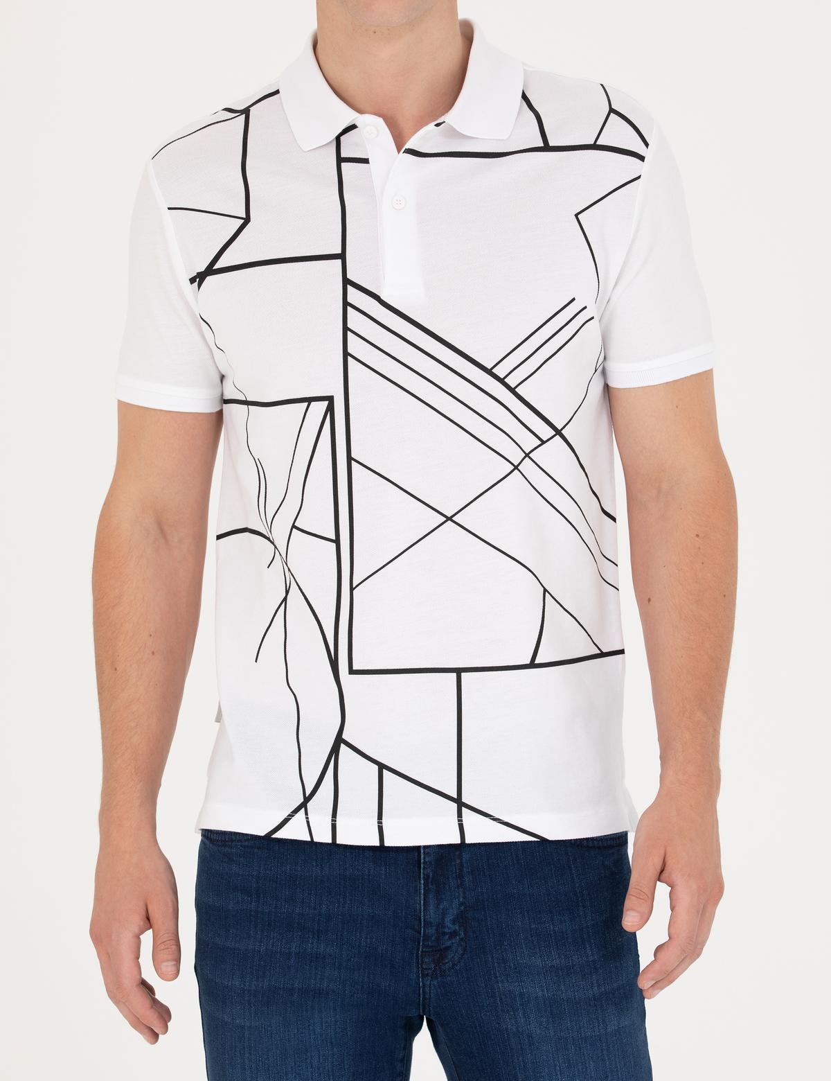 Beyaz Slim Fit Polo Yaka Tişört - 50273579008