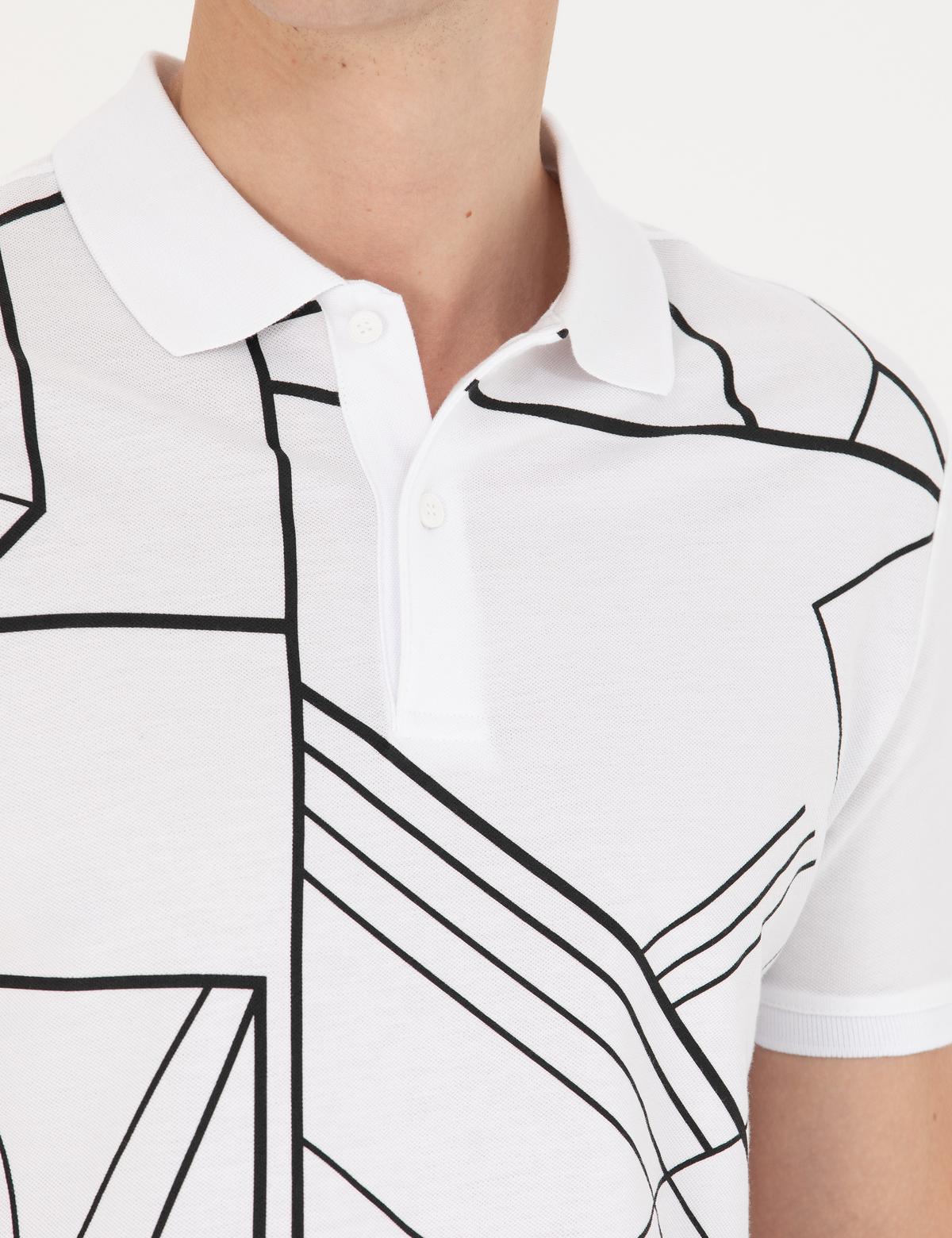 Beyaz Slim Fit Polo Yaka Tişört - 50273579008