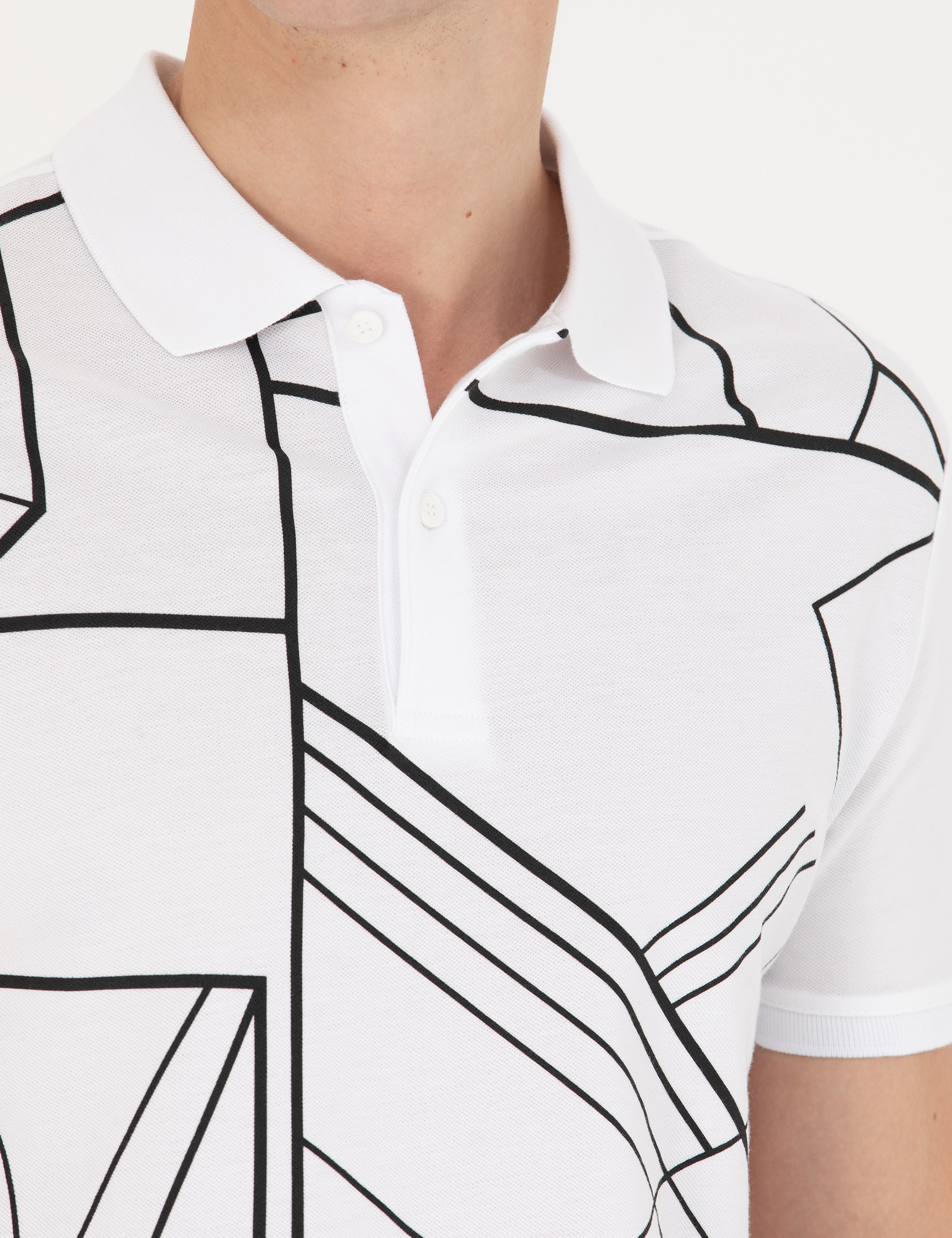 Beyaz Slim Fit Polo Yaka Tişört - Image 7