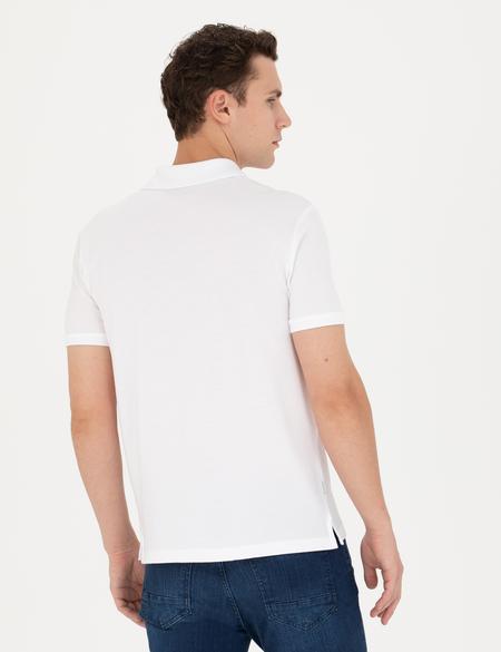 Beyaz Slim Fit Polo Yaka Tişört - 50273579008
