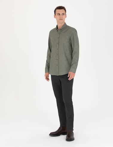 Yeşil Slim Fit Uzun Kollu Gömlek