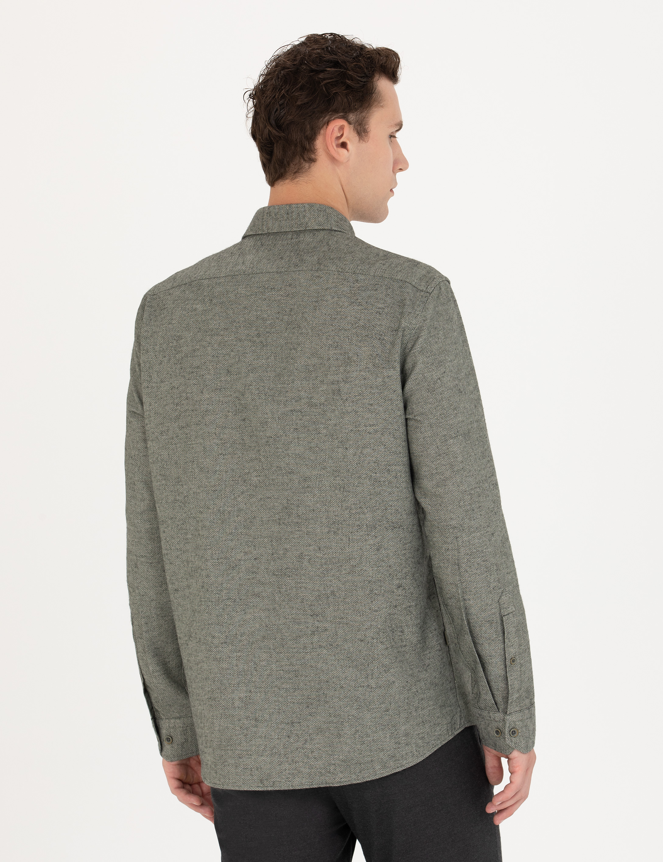 Pierre Cardin Yeşil Slim Fit Uzun Kollu Gömlek görsel 5