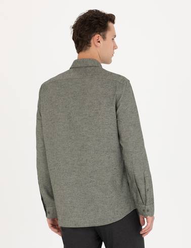 Yeşil Slim Fit Uzun Kollu Gömlek