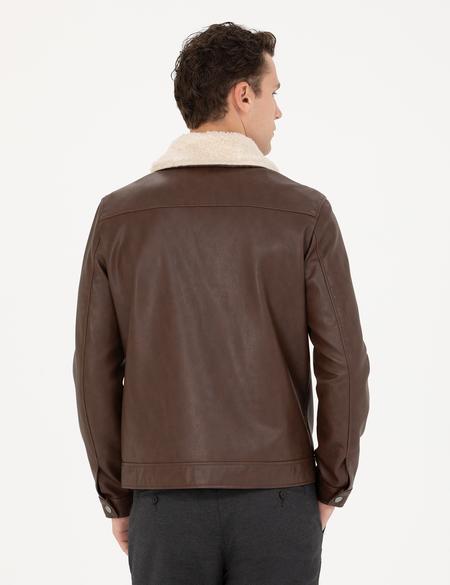 Kahverengi Suni Deri Ceket - 50280244006