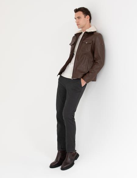 Kahverengi Suni Deri Ceket - 50280244006