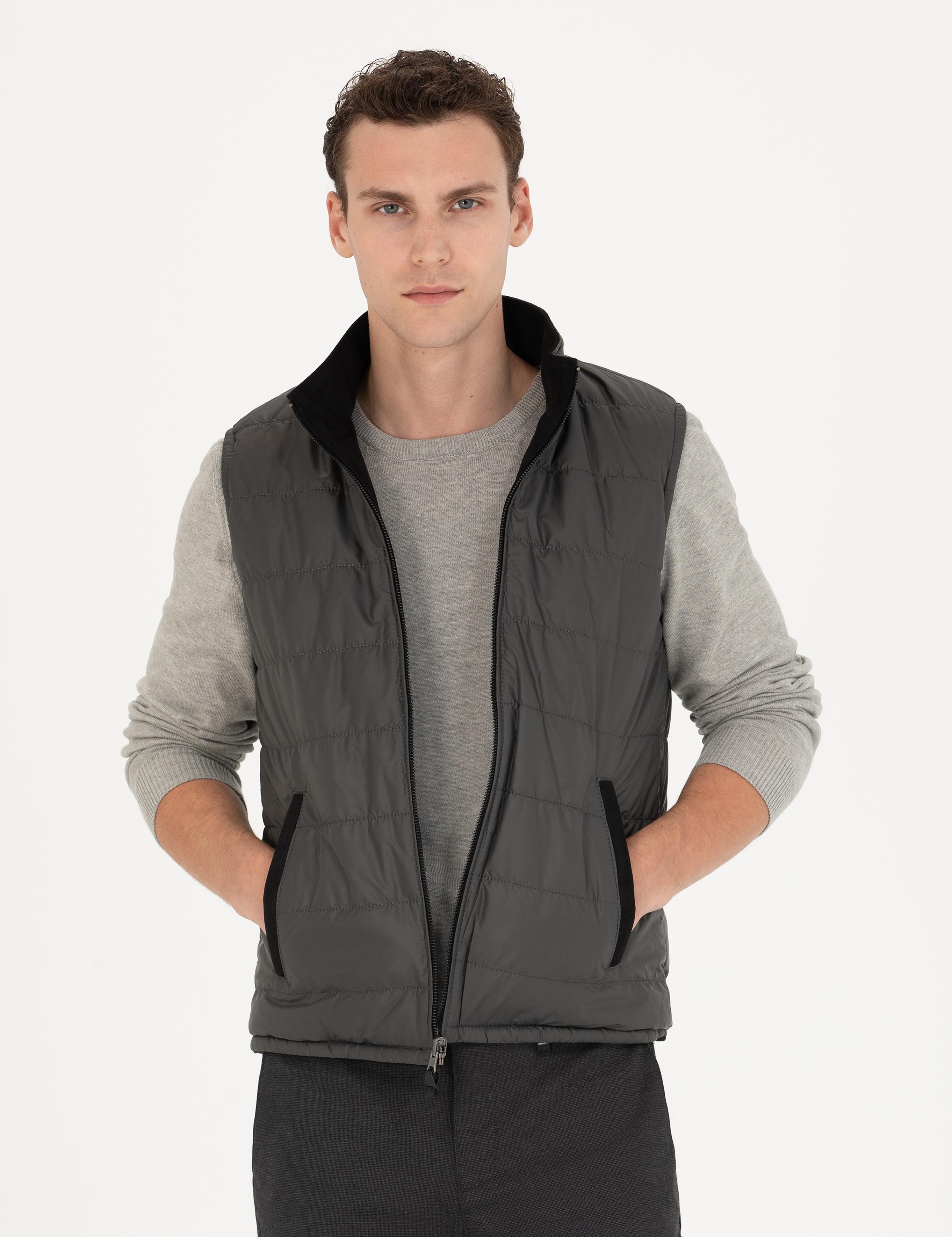 Siyah Çift Taraflı Suni Deri Yelek