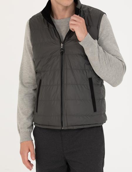 Siyah Çift Taraflı Suni Deri Yelek - 50280298006