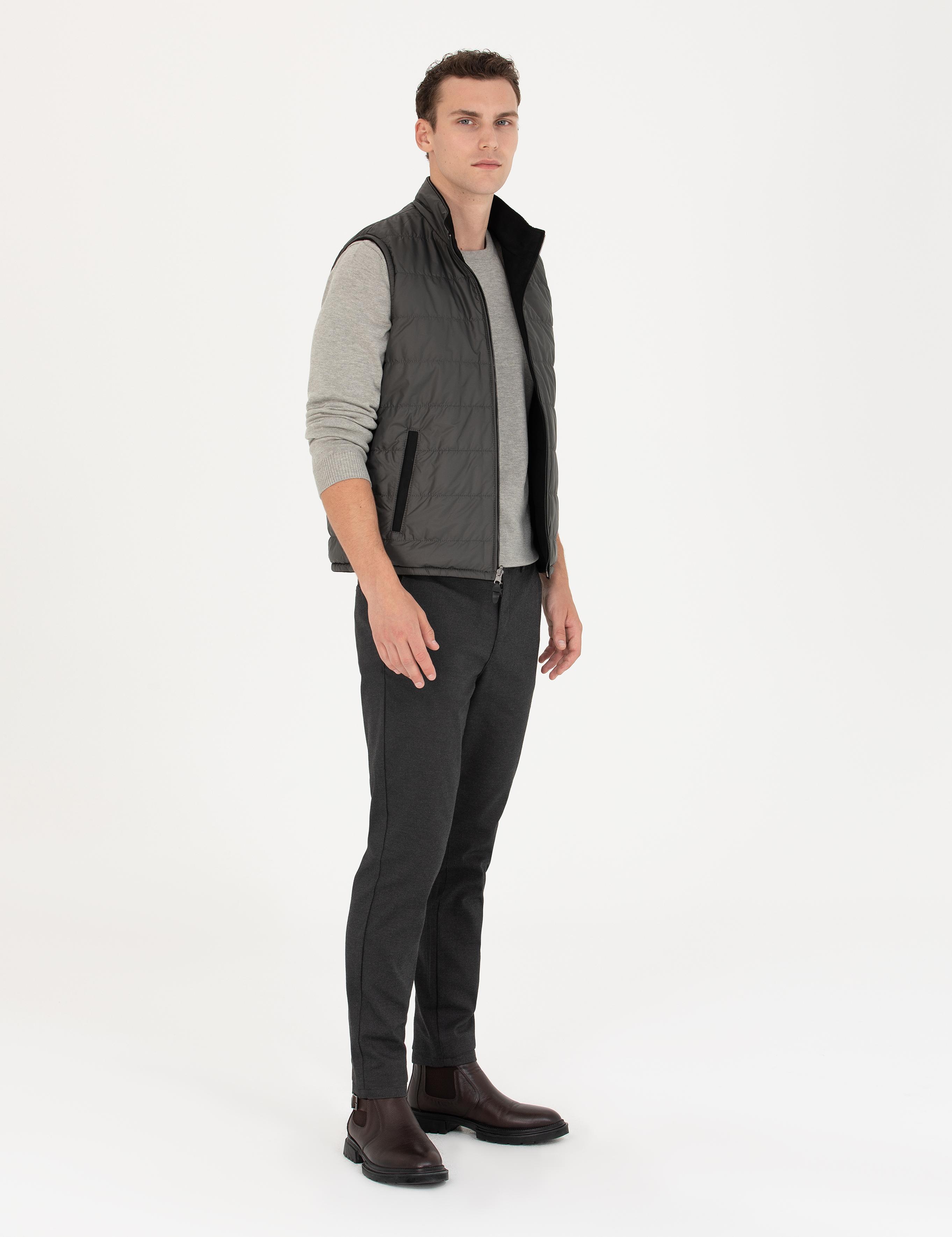 Siyah Çift Taraflı Suni Deri Yelek